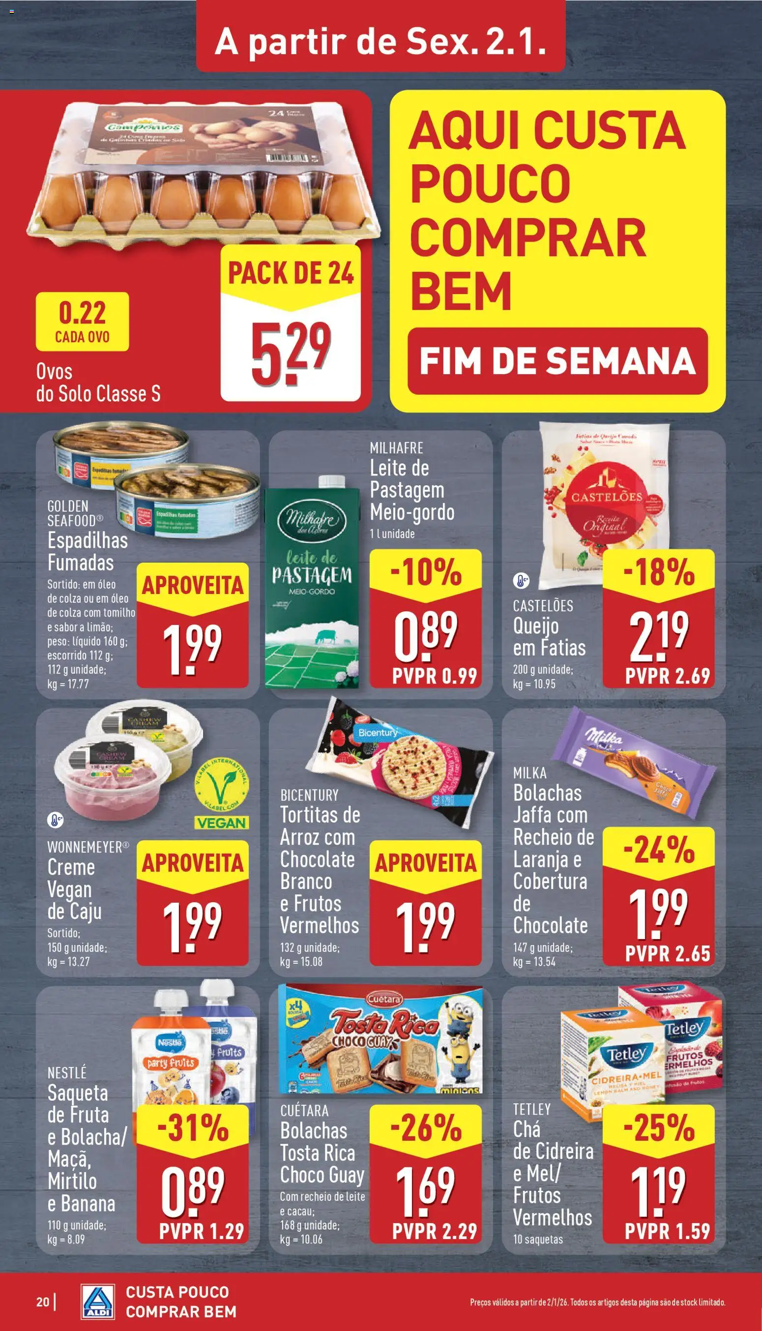 Aldi folheto │ válido de 29.12.2025 | Página: 20 | Produtos: Milka bolachas, Leite, Ovos, Óleo