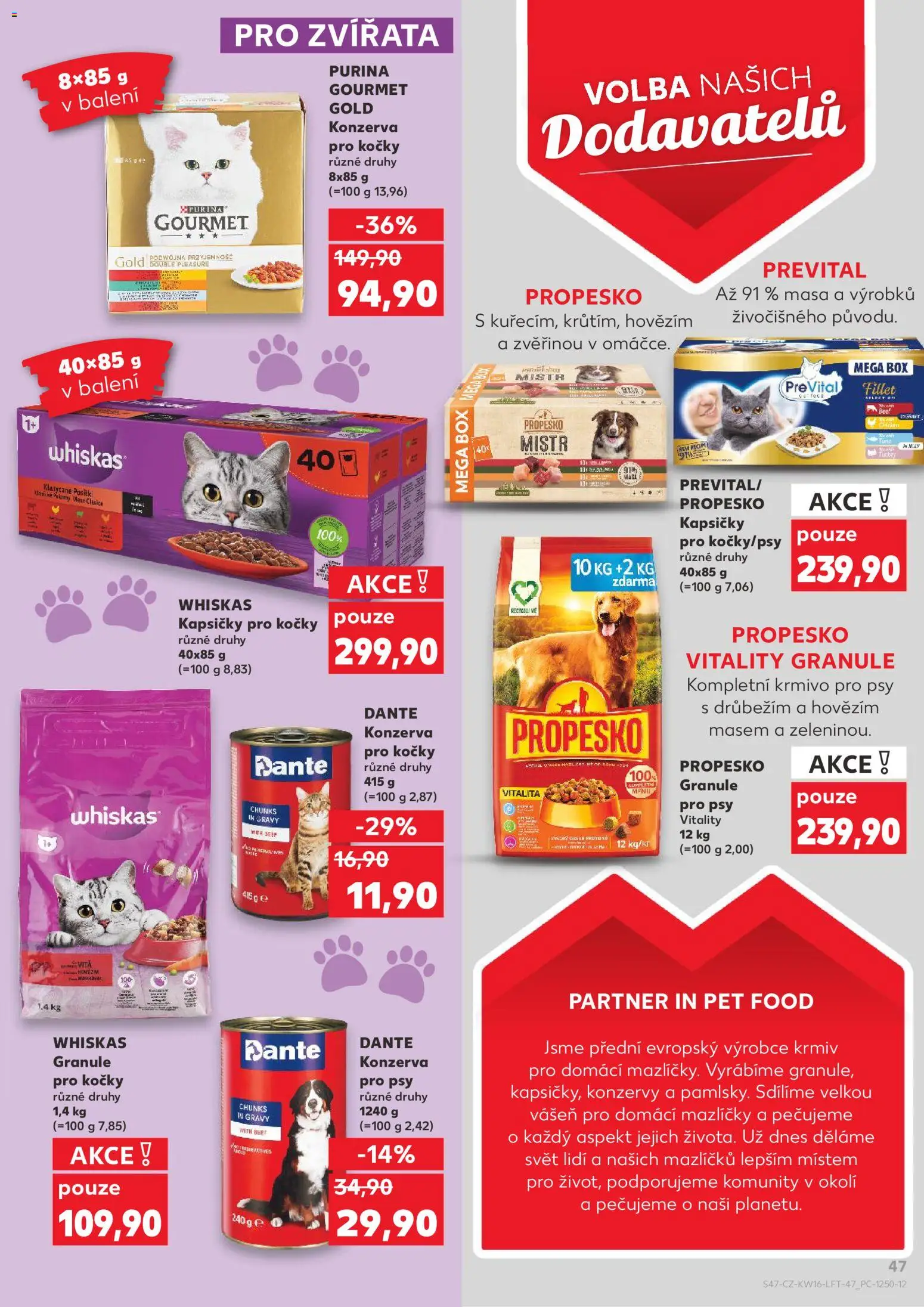 Kaufland leták - Plzeň Bory od 15.04.2026 | Strana: 47 | Produkty: Box, Whiskas, Granule pro kočky, Konzerva pro psy