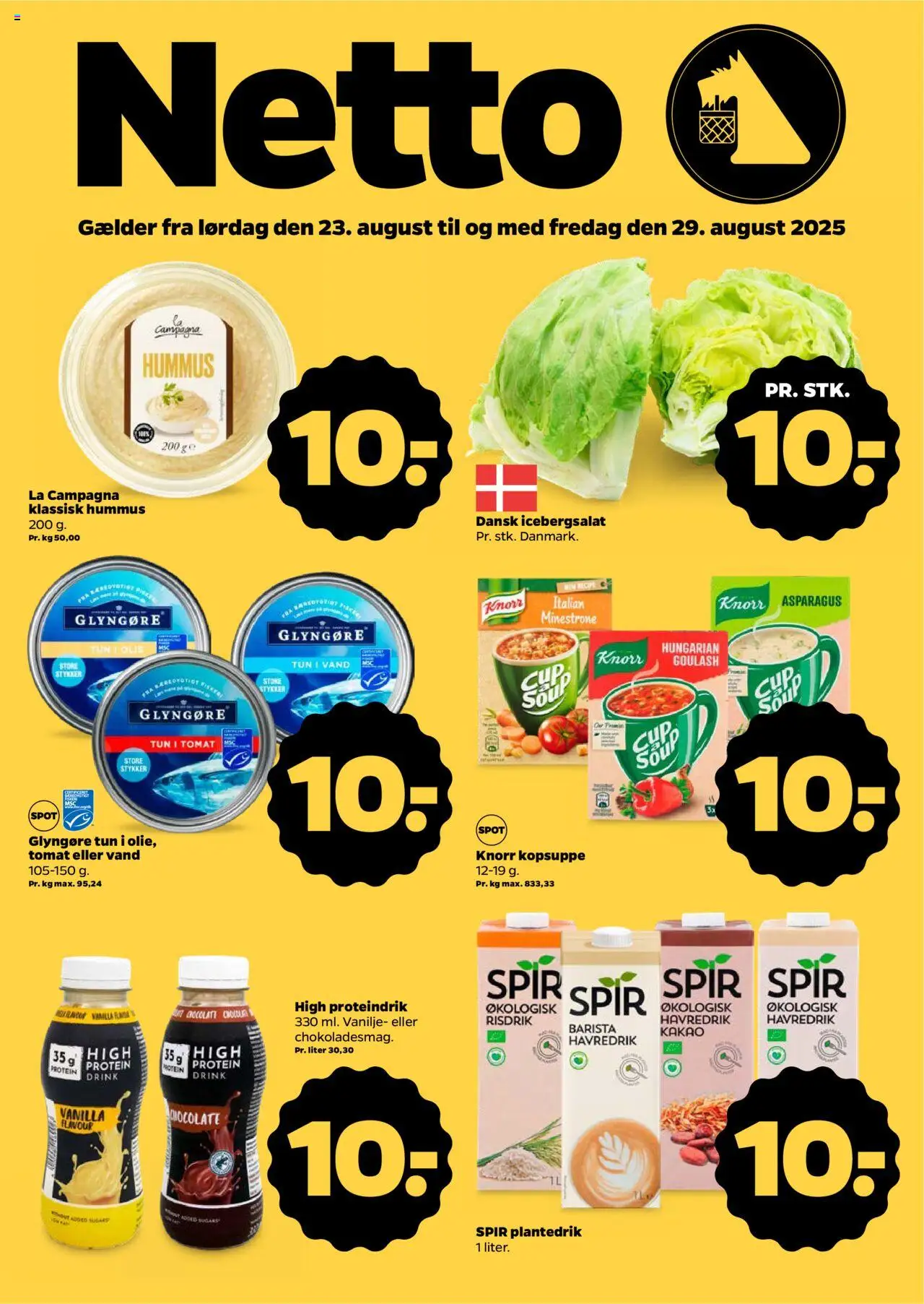 Netto Tilbudsavis gyldig fra 23.08.2025 | Side: 1 | Produkter: Havredrik, Tun, Vanilje, Icebergsalat