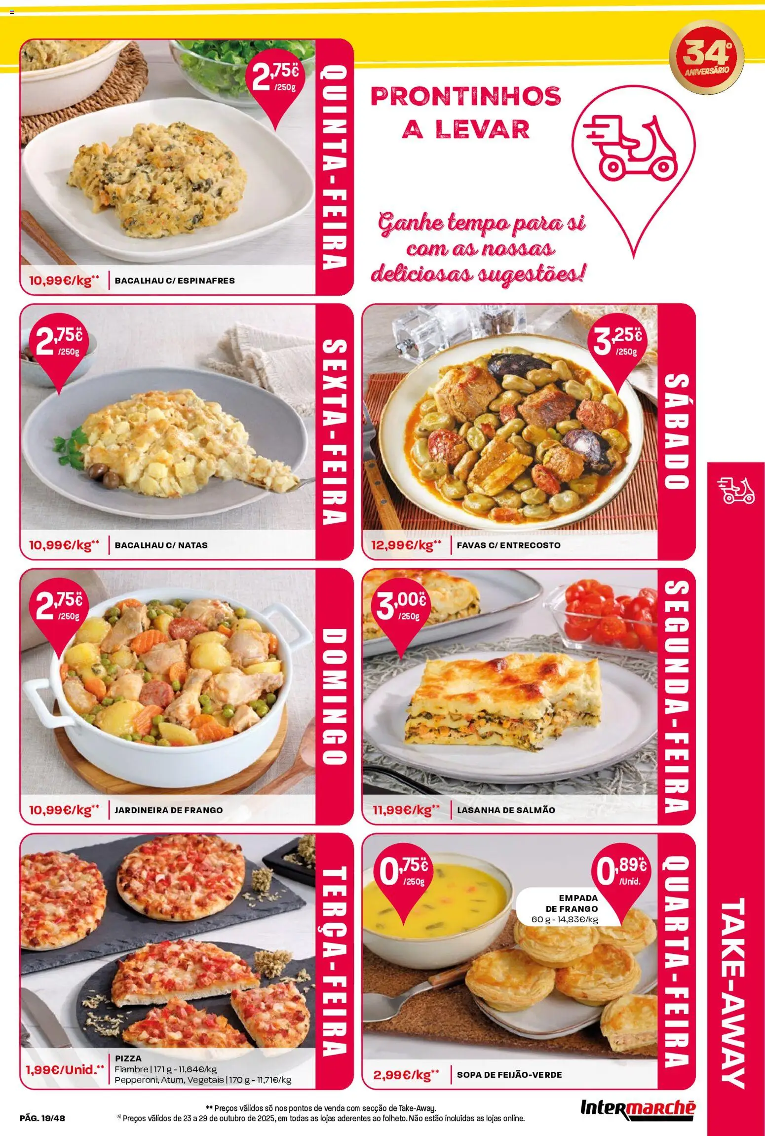 Intermarché folheto │ válido de 23.10.2025 | Página: 19 | Produtos: Bacalhau, Favas, Pizza, Natas