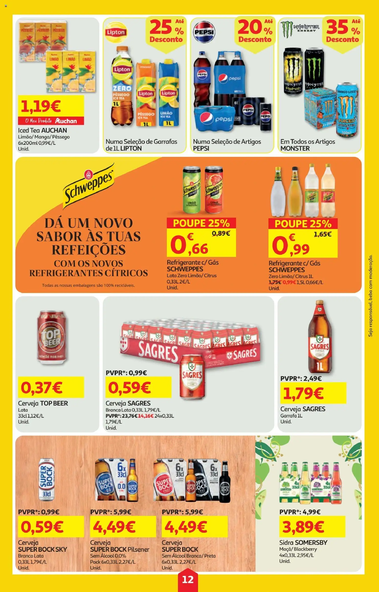Minipreço folheto │ válido de 23.10.2025 | Página: 12 | Produtos: Super bock sky, Top, Super bock, Somersby