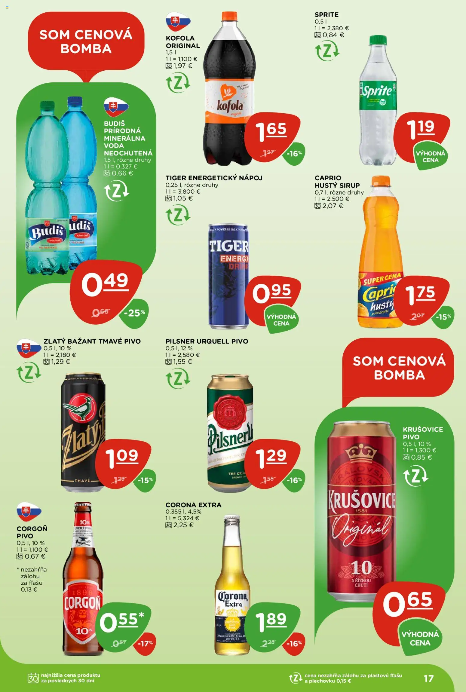 Nové Terno akcie – leták je platný od 26.02.2026 | Strana: 17 | Produkty: Kofola, Krušovice, Sprite, Energetický nápoj
