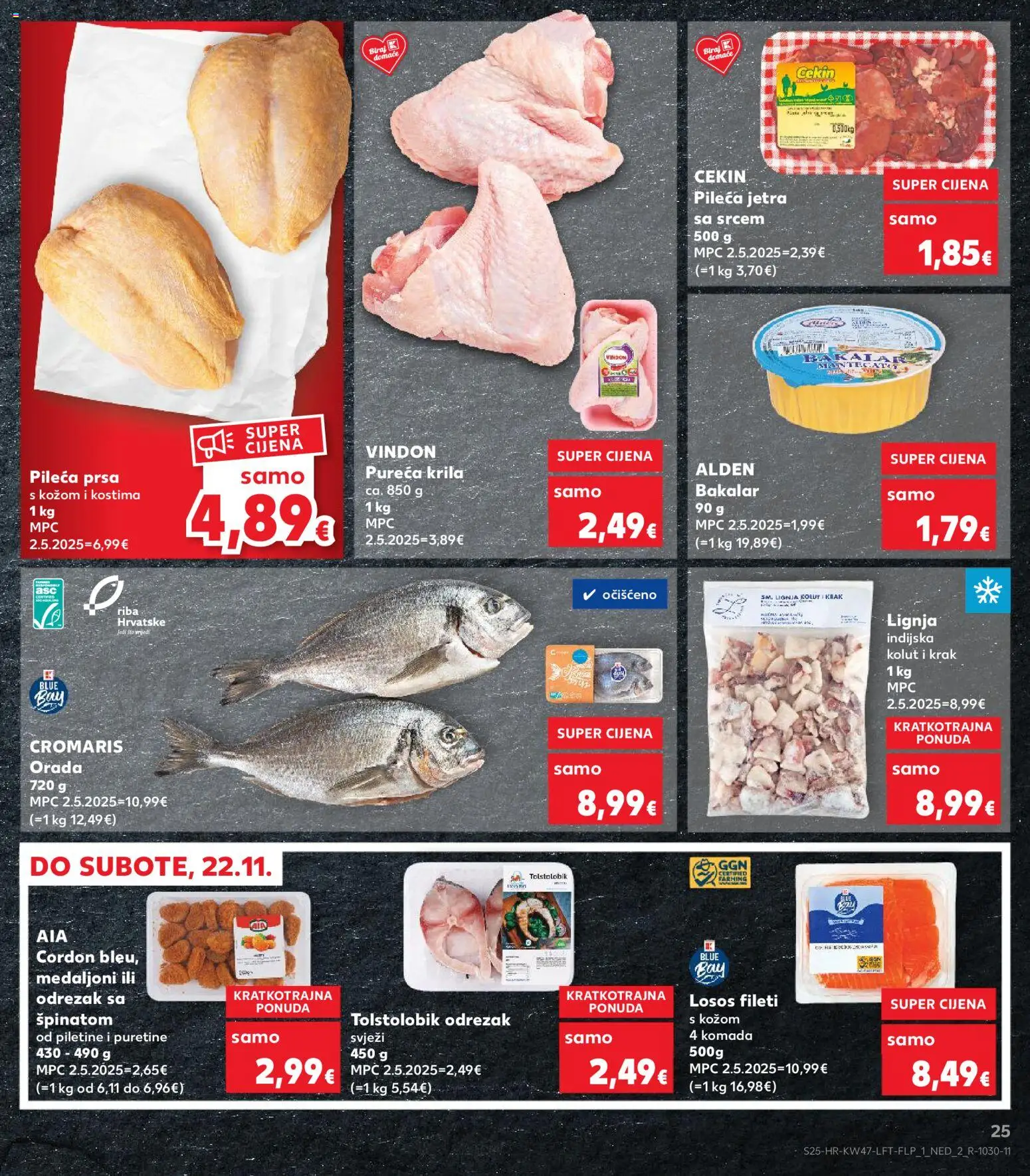 Kaufland katalog | vrijedi od 19.11.2025 | Stranica: 25 | Proizvodi: Losos, Bakalar, Pileća prsa