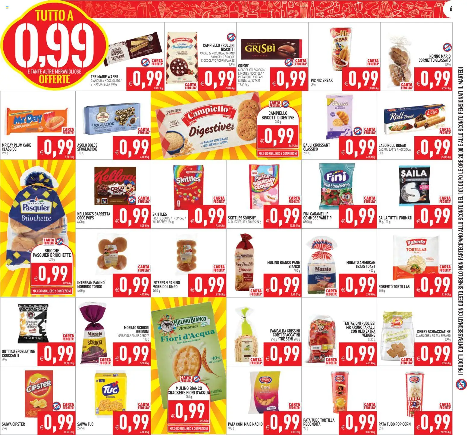 Volantino PIM Supermercati del 16.01.2026 | Pagina: 6 | Prodotti: Pane, Caramelle, Biscotti, Zucchero