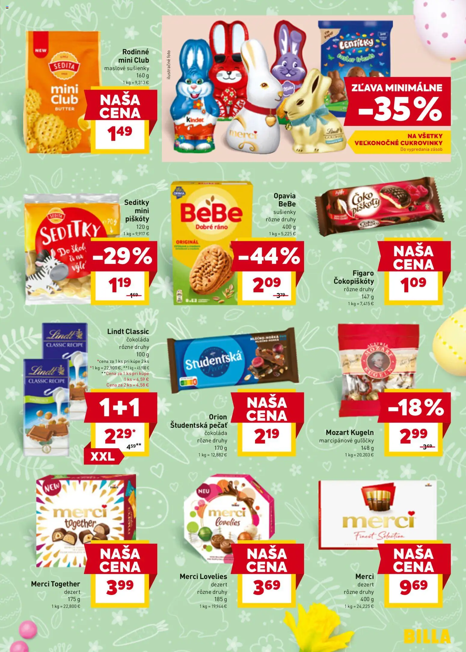 Nové Billa akcie – leták je platný od 30.03.2026 | Strana: 21 | Produkty: Lindt, Kinder, Študentská pečať, Maslove sušienky