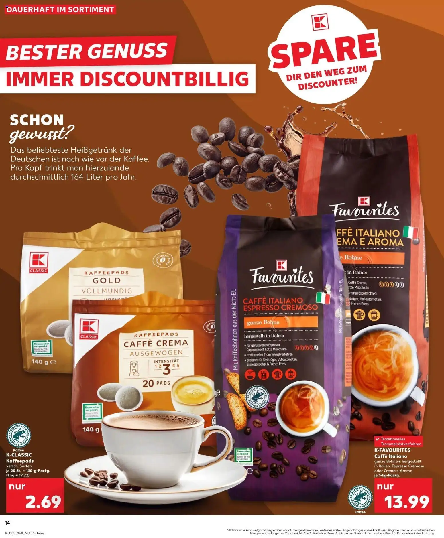 Kaufland prospekt Sindelfingen	 – gültig ab 02.02.2026 | Seite: 14 | Produkte: Kaffeepads, Kaffee, Espressokocher