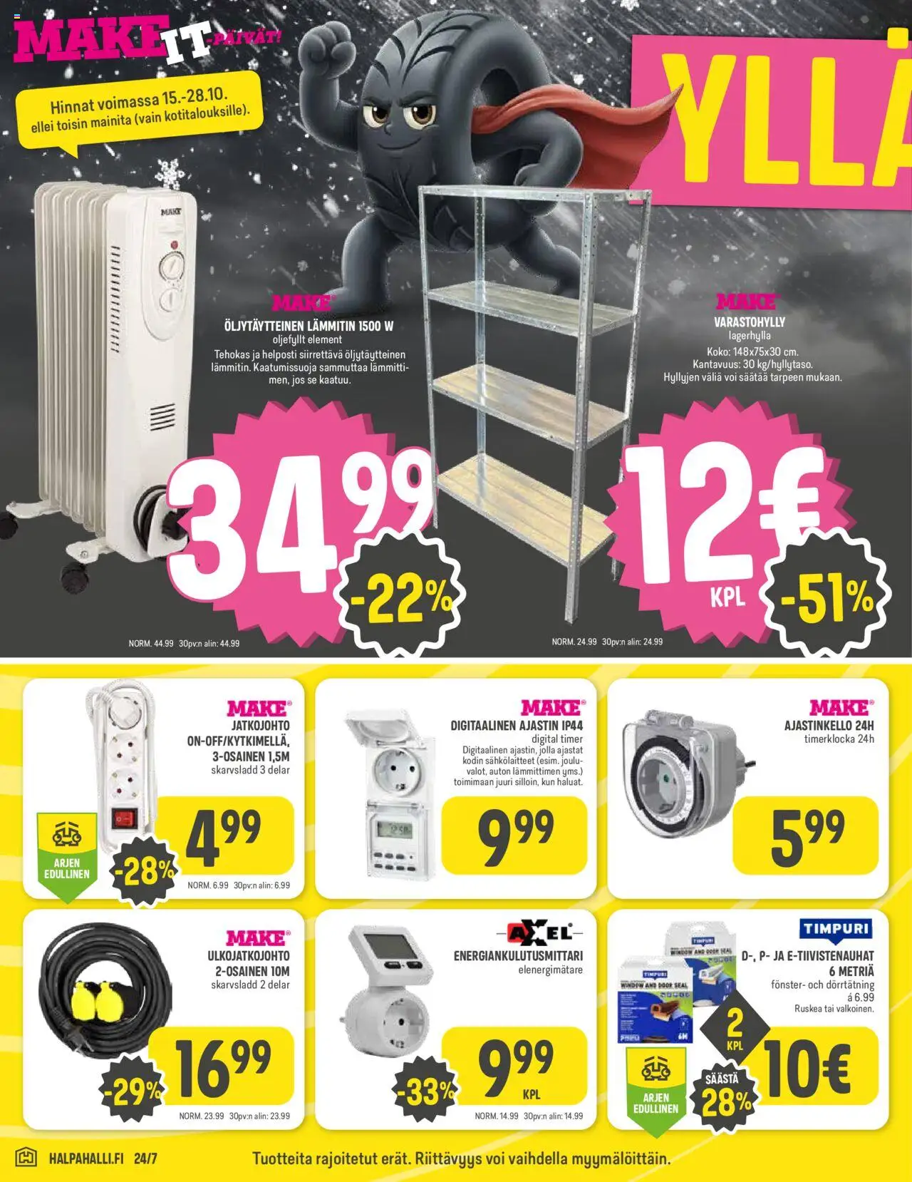 Halpa Halli tarjoukset – voimassa 15.10.2025 alkaen | Sivu: 12 | Tuotteet: Varastohylly, Jatkojohto, Voi