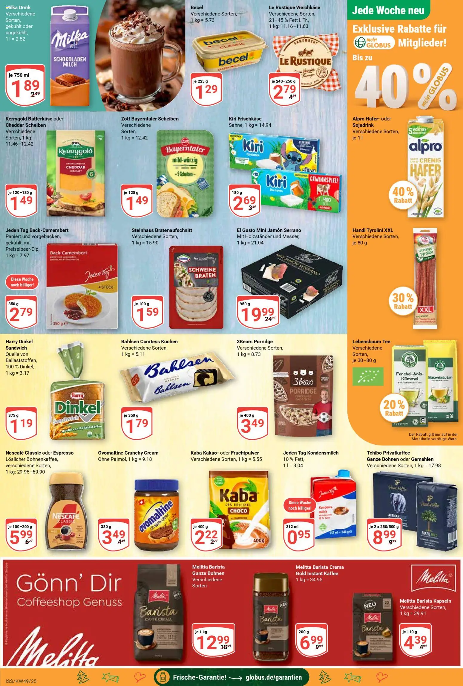 Globus Prospekt 	 – gültig ab 01.12.2025 | Seite: 14 | Produkte: Melitta, Nescafe, Milch, Alpro