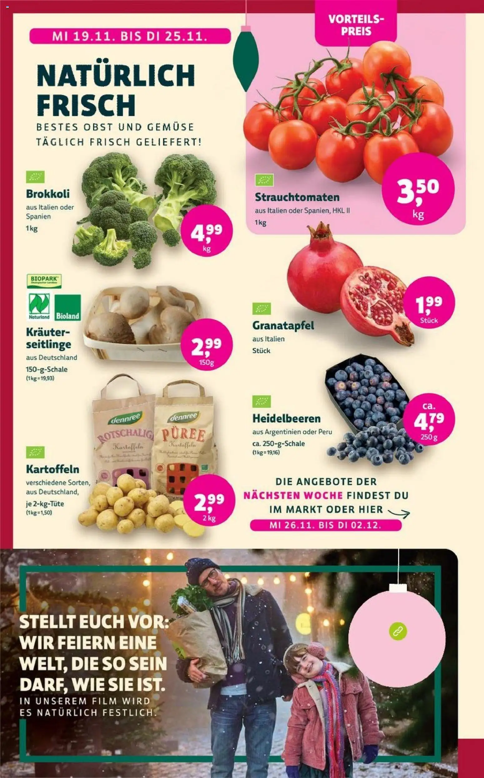 Denns BioMarkt Angebote – gültig ab 19.11.2025 | Seite: 2 | Produkte: Kartoffeln, Gemüse, Obst, Brokkoli