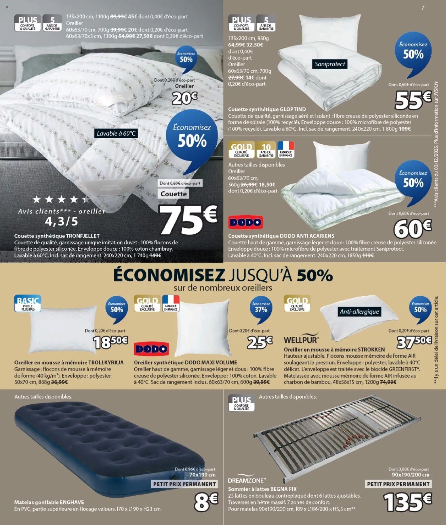 {H1} | Page: 7 | Produits: Sac, Matelas gonflable, Mousse, Oreiller