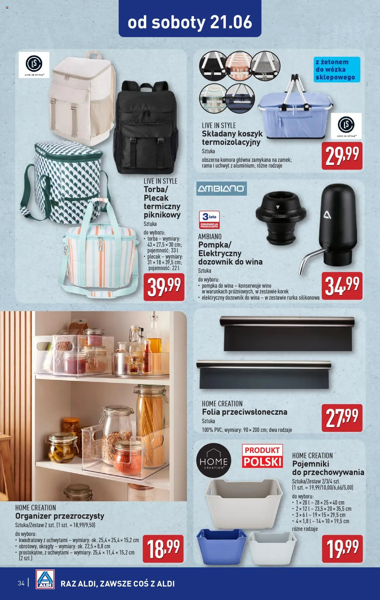 Aldi Gazetka od 16.06.2025 | Strona: 34 | Produkty: Plecak, Torba, Wino