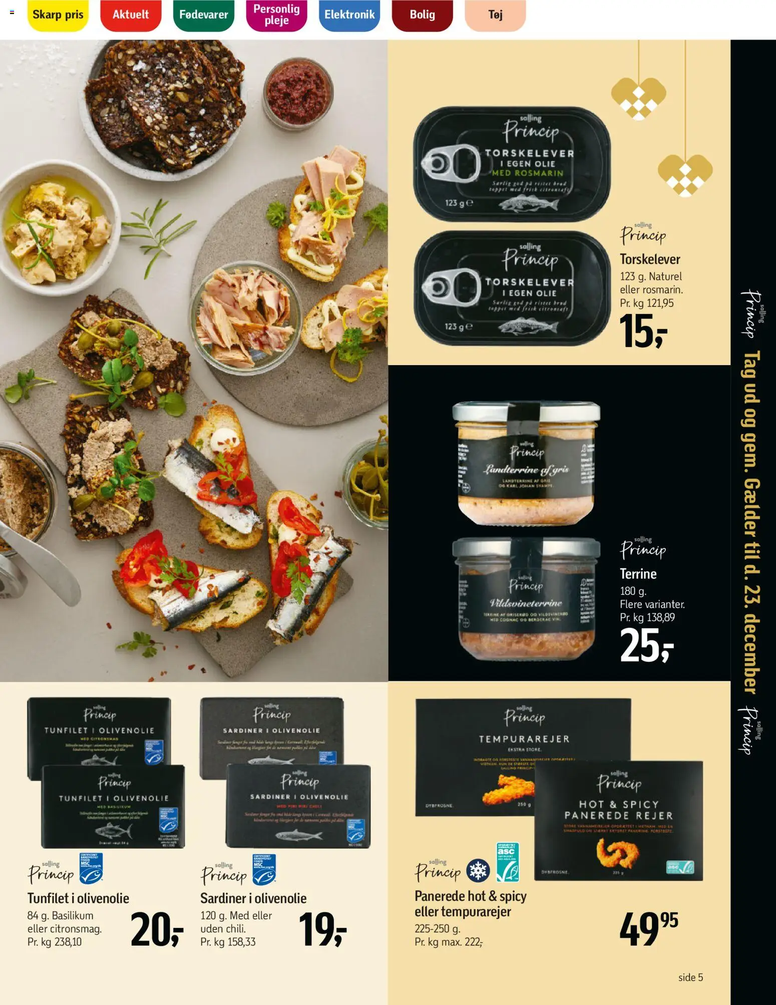 Føtex tilbudsavis – gyldig fra 14.11.2025 | Side: 5 | Produkter: Olie, Vin, Rejer, Olivenolie
