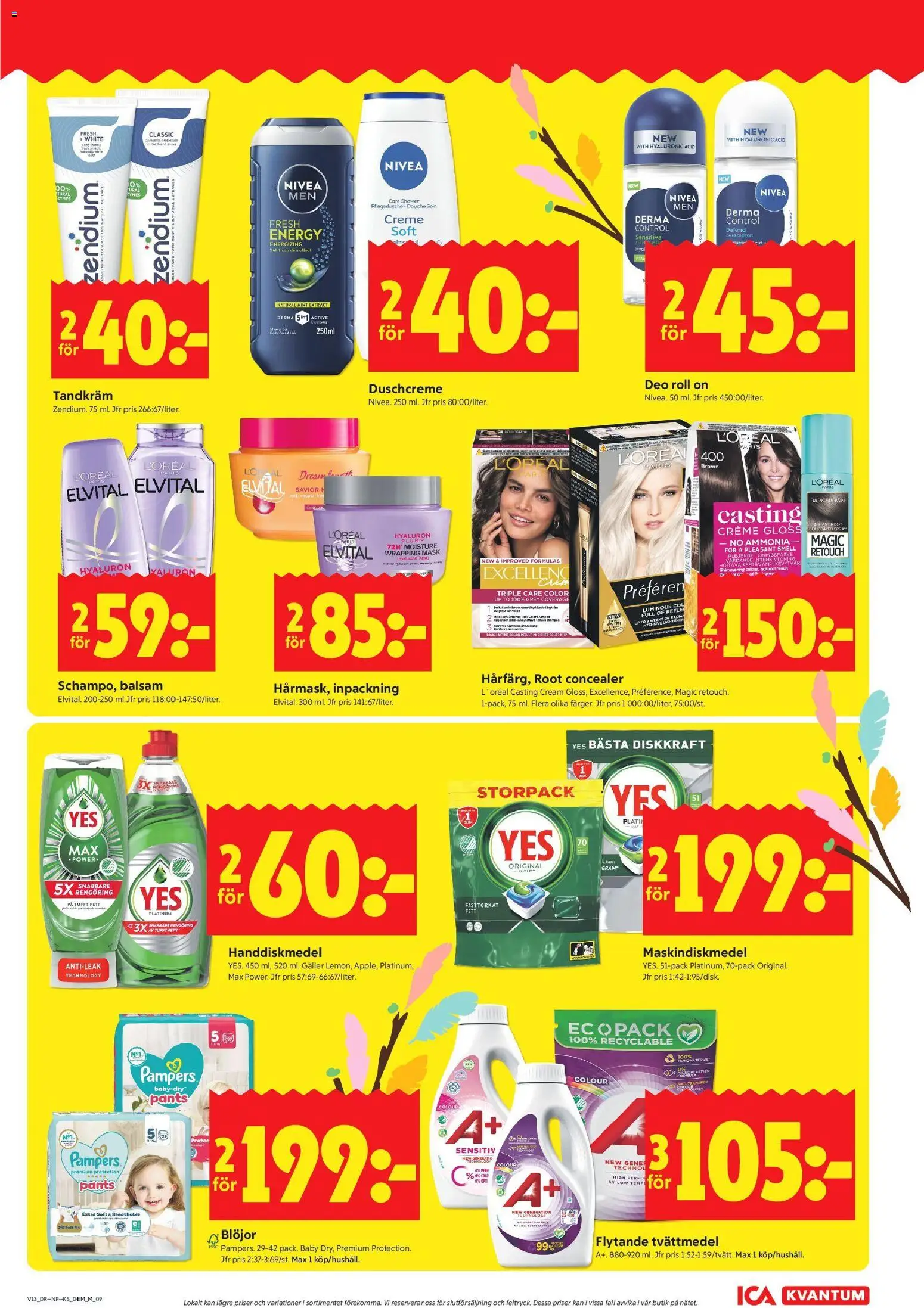 ICA Kvantum reklamblad aktuell från 23.03.2026 | Sida: 9 | Produkter: Concealer, Mask, Galler, Blöjor