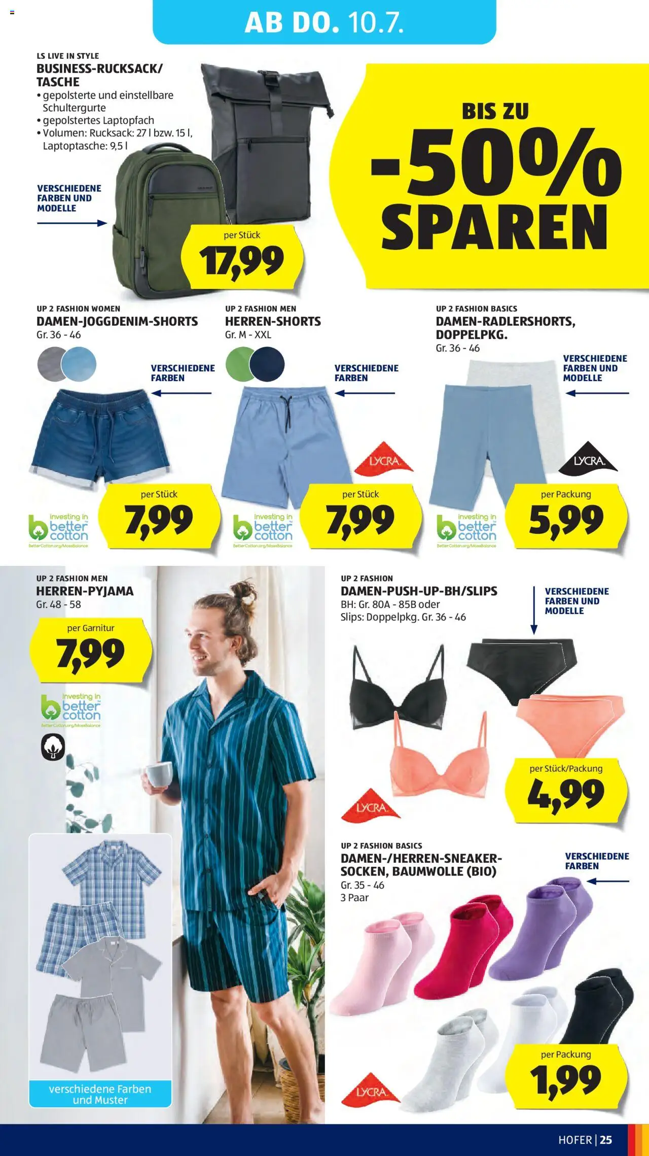 Hofer Flugblatt gültig ab 04.07.2025 | Seite: 29 | Produkte: BH, Rucksack, Tasche