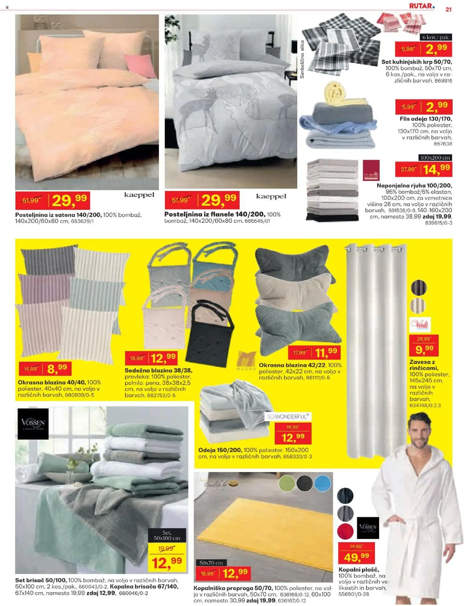 Novi Rutar katalog ponudbe – veljaven od 29.12.2025 | Stran: 21 | Izdelki: Brisača, Blazina, Odeja, Rjuha
