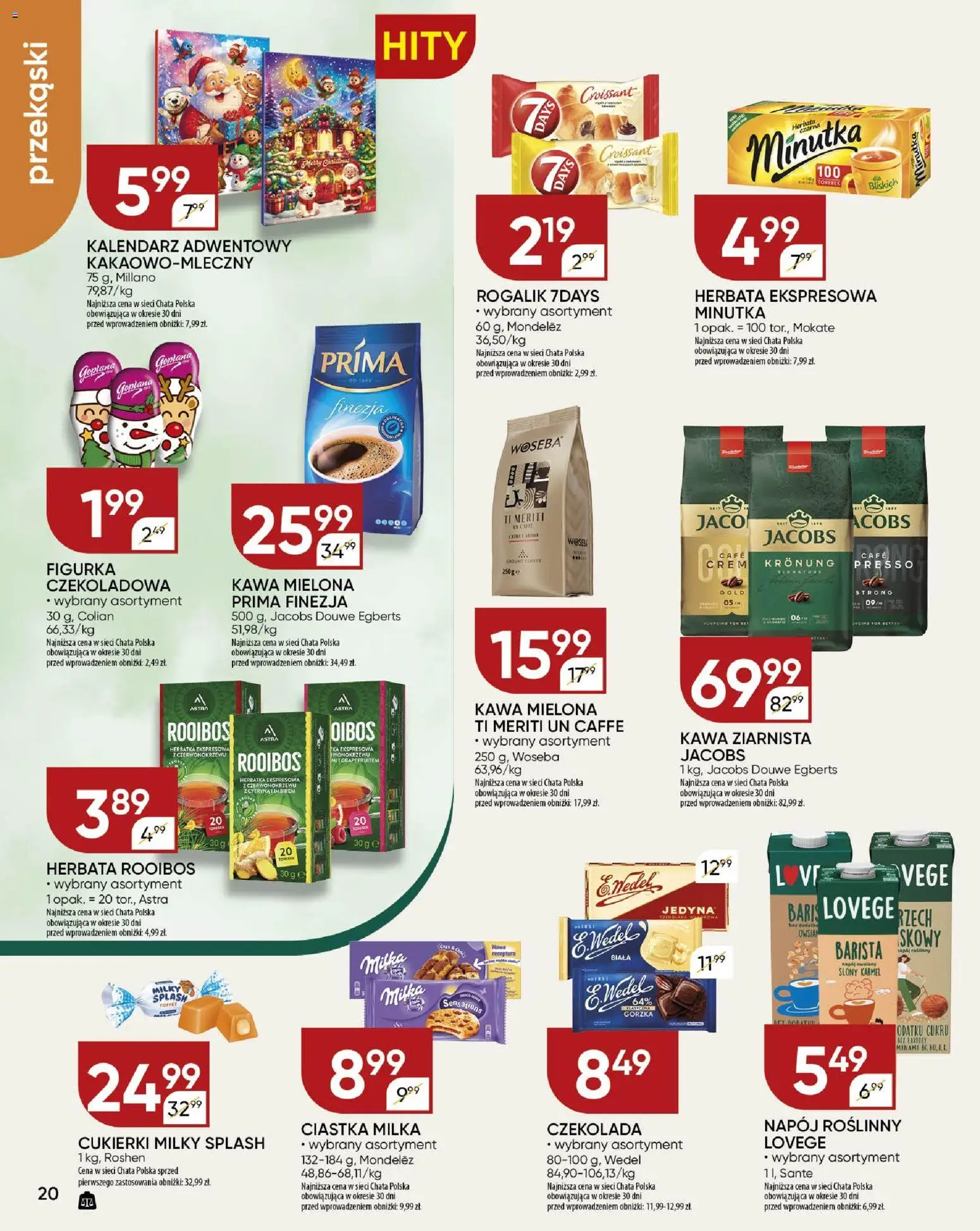 Chata Polska Gazetka od 20.11.2025 | Strona: 20 | Produkty: Czekoladowa, Kawa ziarnista, Herbata, Ciastka