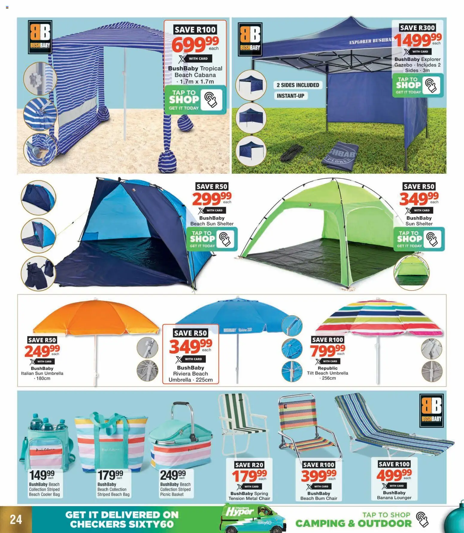 New Checkers catalogue – valid from 01.12.2025 | Page: 24 | Products: Umbrella, Bag, Cooler, Tap
