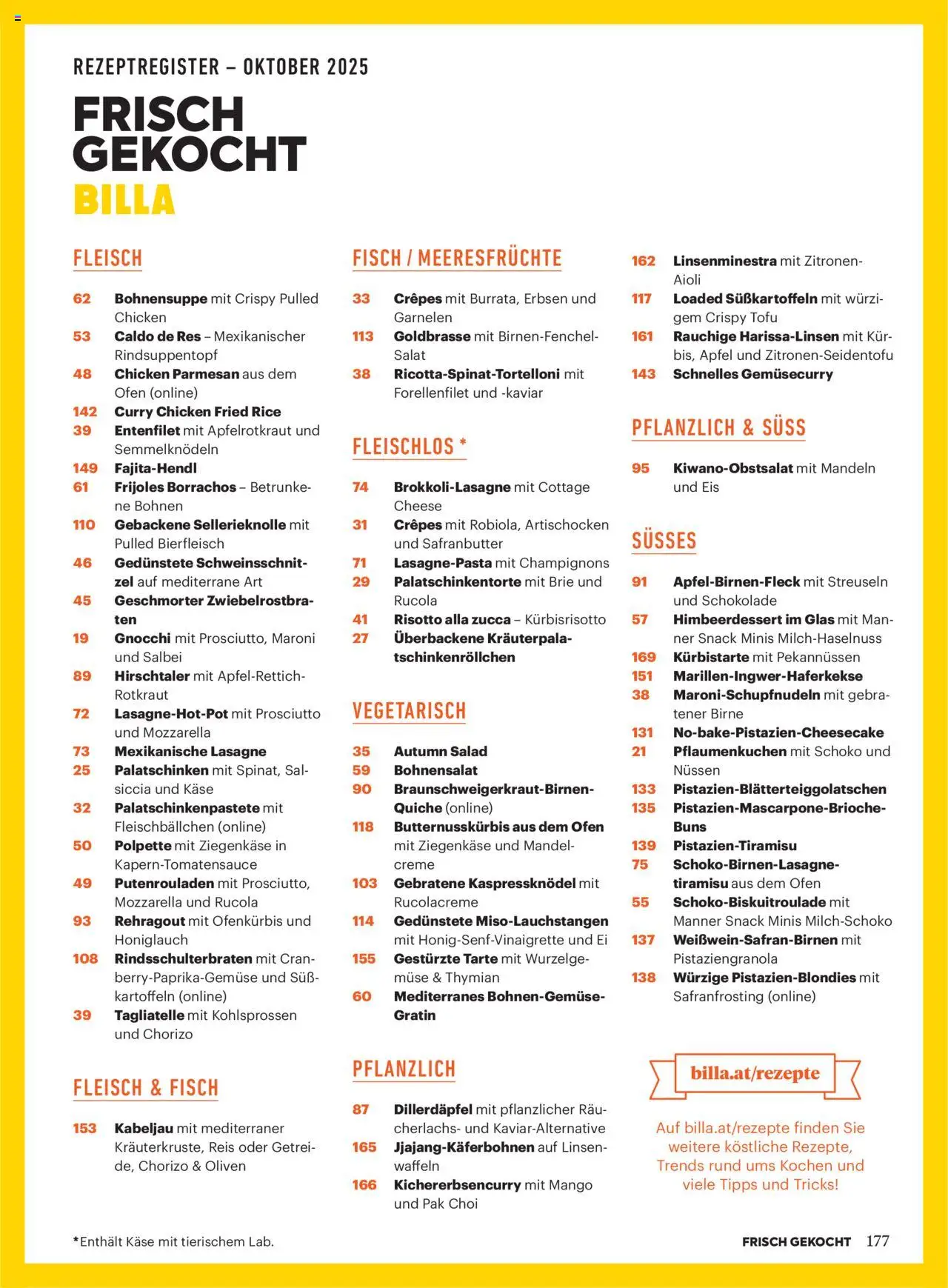Billa AT akciós ujság - amely érvényes a következő dátumtól: 01.10.2025 | Oldal: 172 | Termékek: Sál, Tiramisu, Chorizo, Mangó