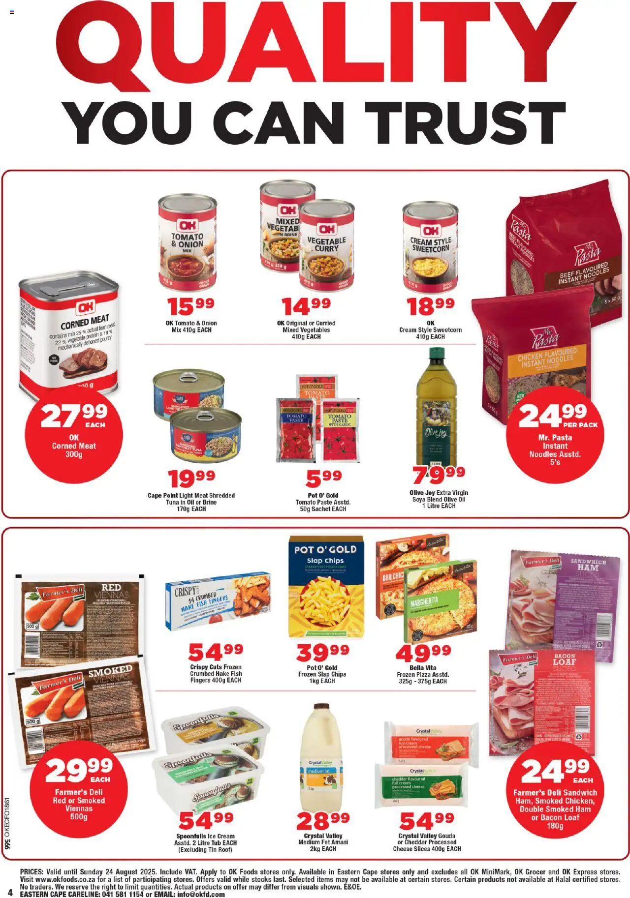 OK Foods Eastern Cape - Specials │ valid from 13.08.2025 | Page: 4 | Products: Oil, Chicken, Beef, Vegetables