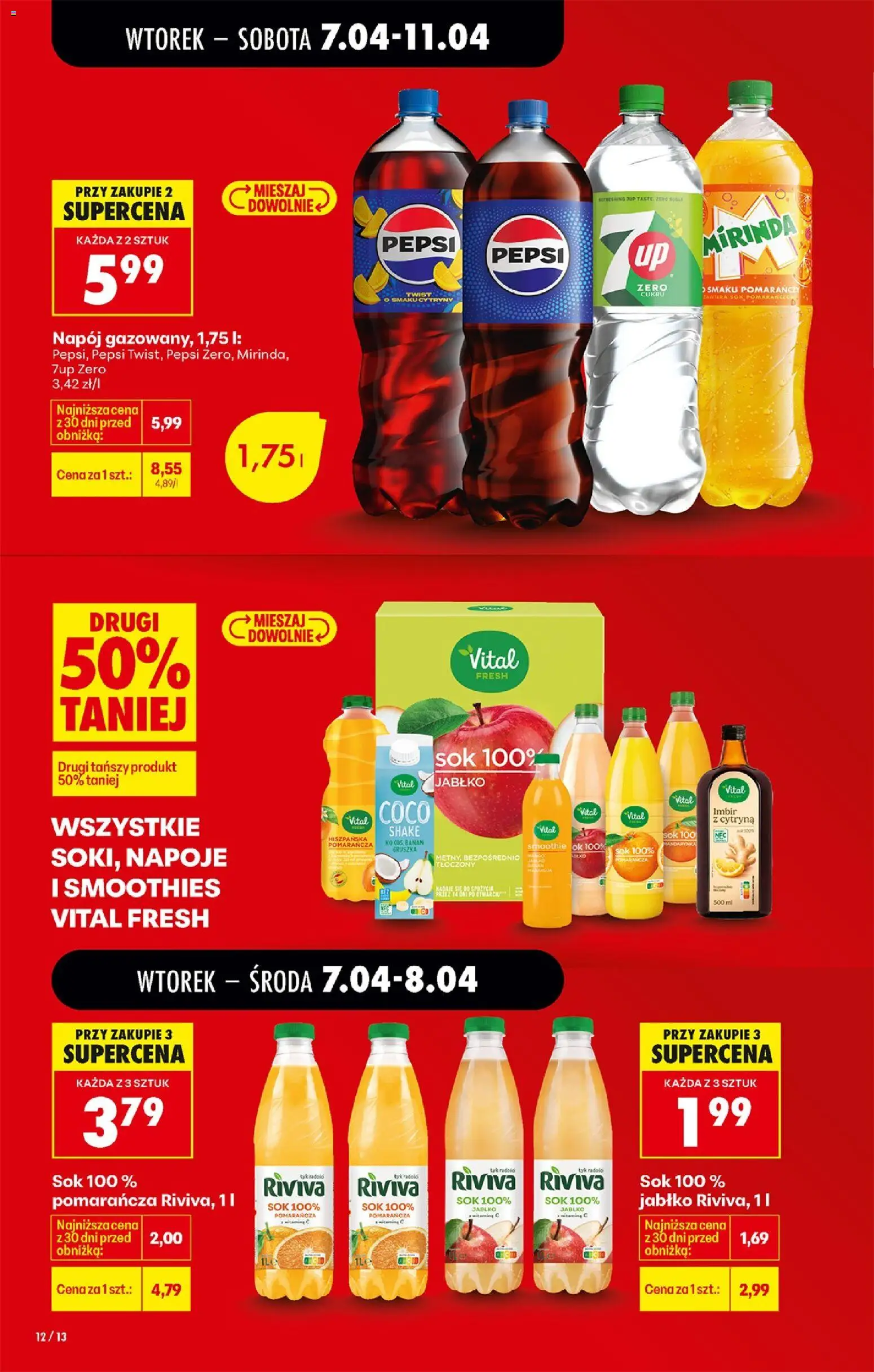 Biedronka Polsko leták od 07.04.2026 | Strana: 14 | Produkty: Pepsi, Mirinda, Smoothie, Kokos