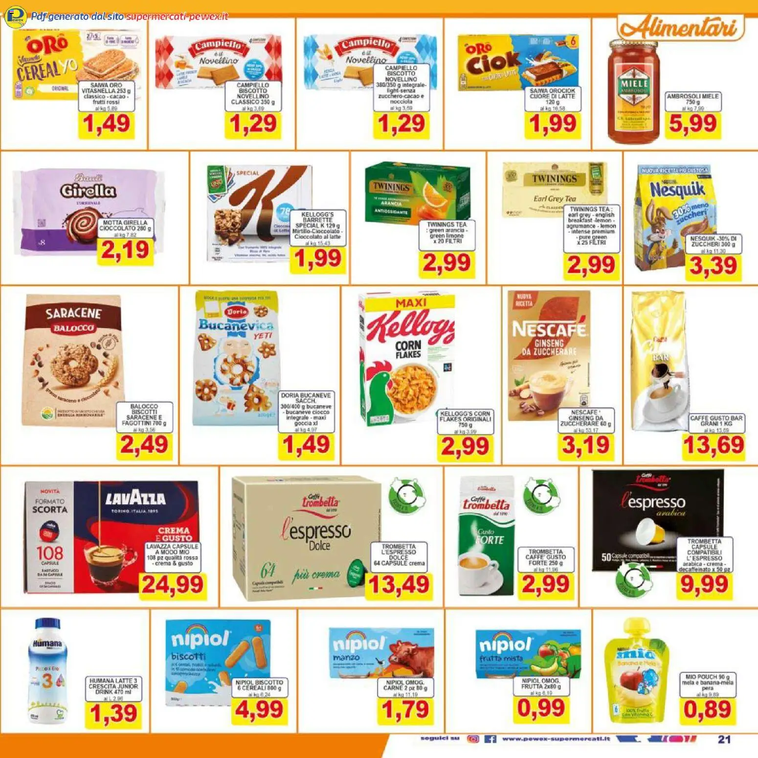 Volantino Pewex del 17.03.2026 | Pagina: 21 | Prodotti: Manzo, Cereali, Latte, Cacao