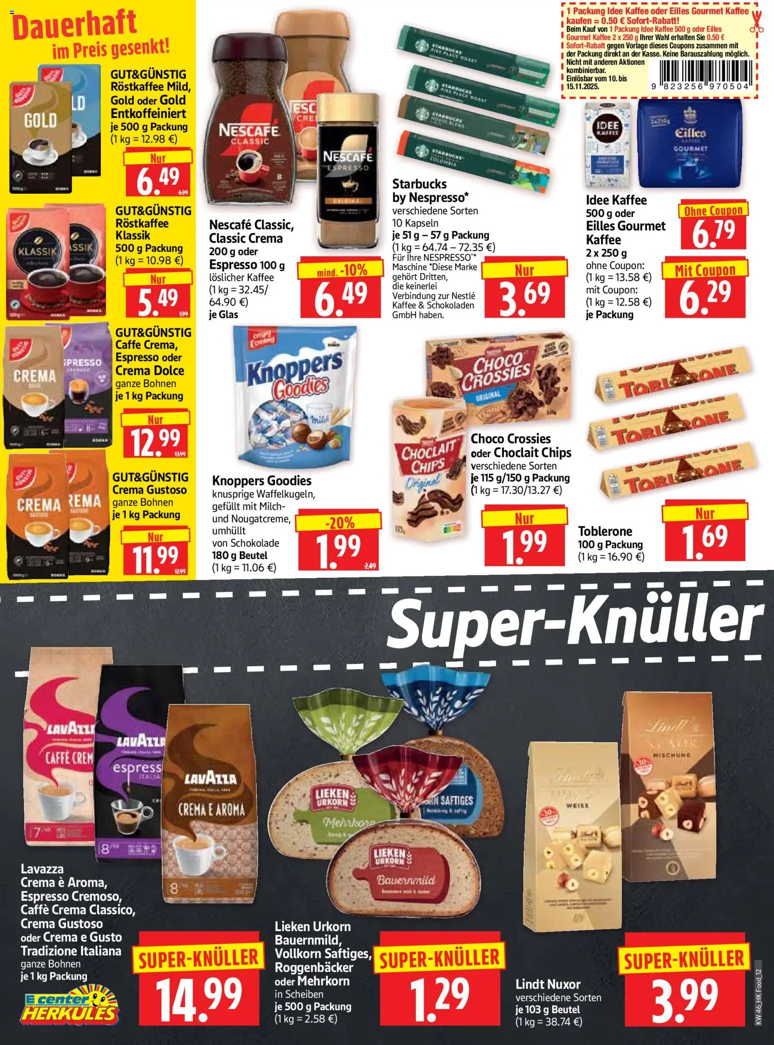 HERKULES Prospekt 	 – gültig ab 10.11.2025 | Seite: 12 | Produkte: Lavazza, Schokolade, Starbucks, Chips