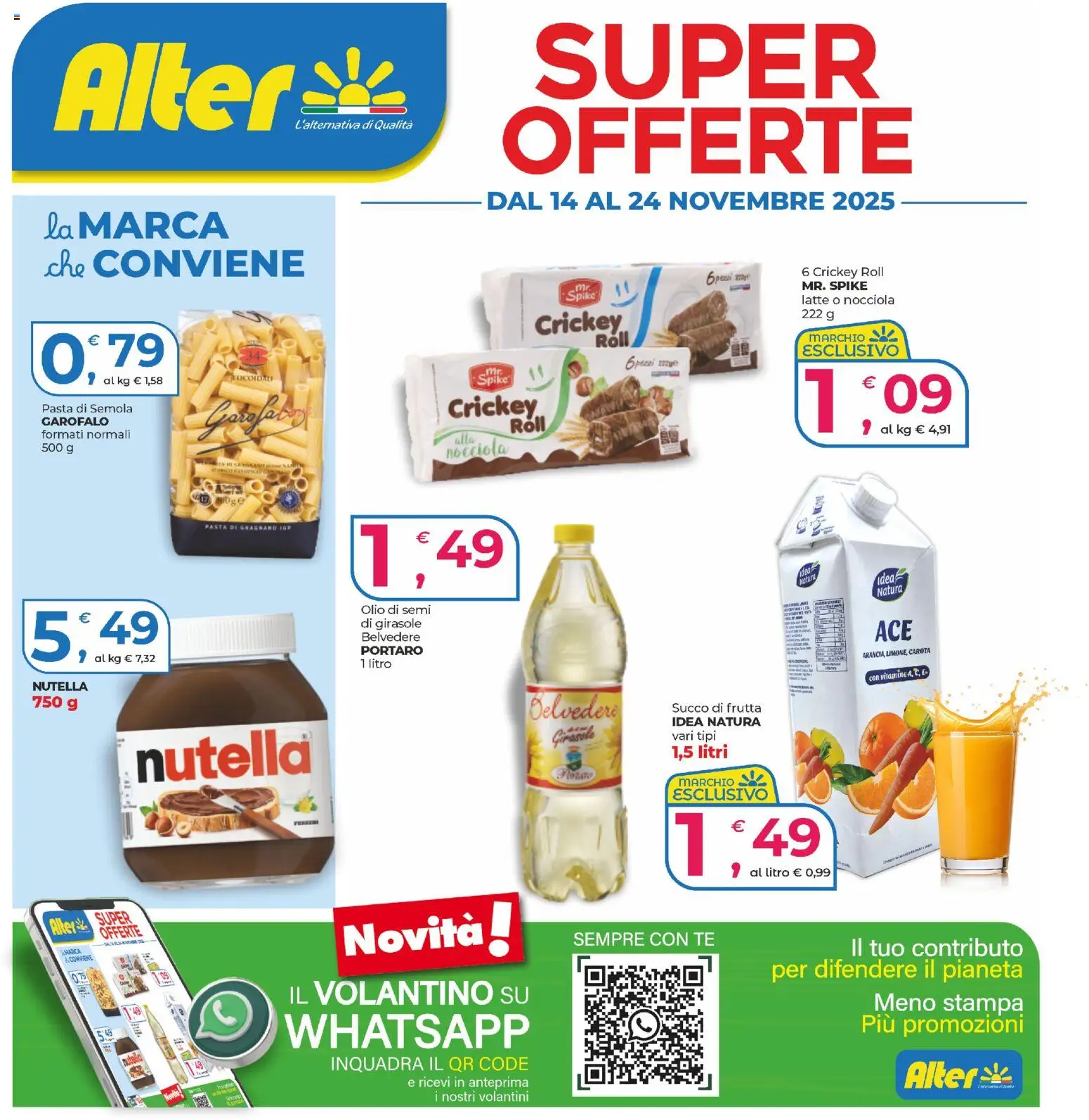 Volantino Alter Discount del 14.11.2025 | Pagina: 1 | Prodotti: Carota, Latte, Olio, Stampa