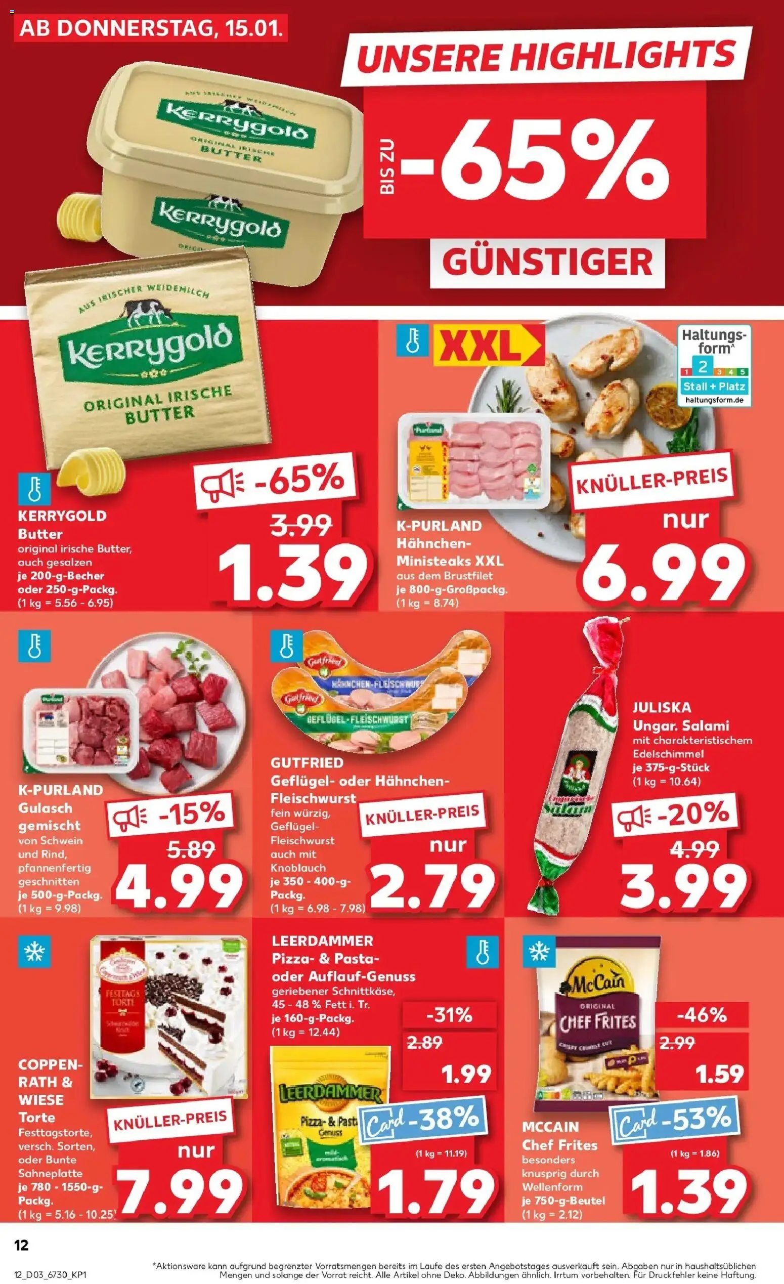Kaufland prospekt Altenburg	 – gültig ab 19.01.2026 | Seite: 12 | Produkte: Butter, Knoblauch, Pasta, Pizza
