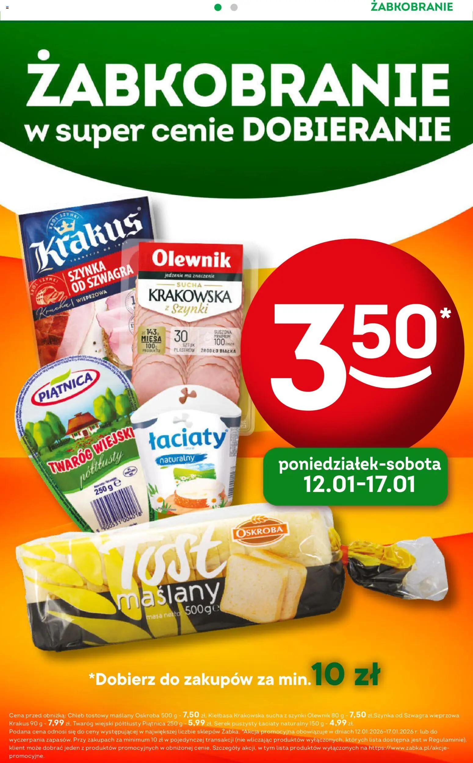 Żabka Gazetka - Codzienne produkty od 14.01.2026 | Strona: 2 | Produkty: Serek, Chleb tostowy, Chleb, Twaróg
