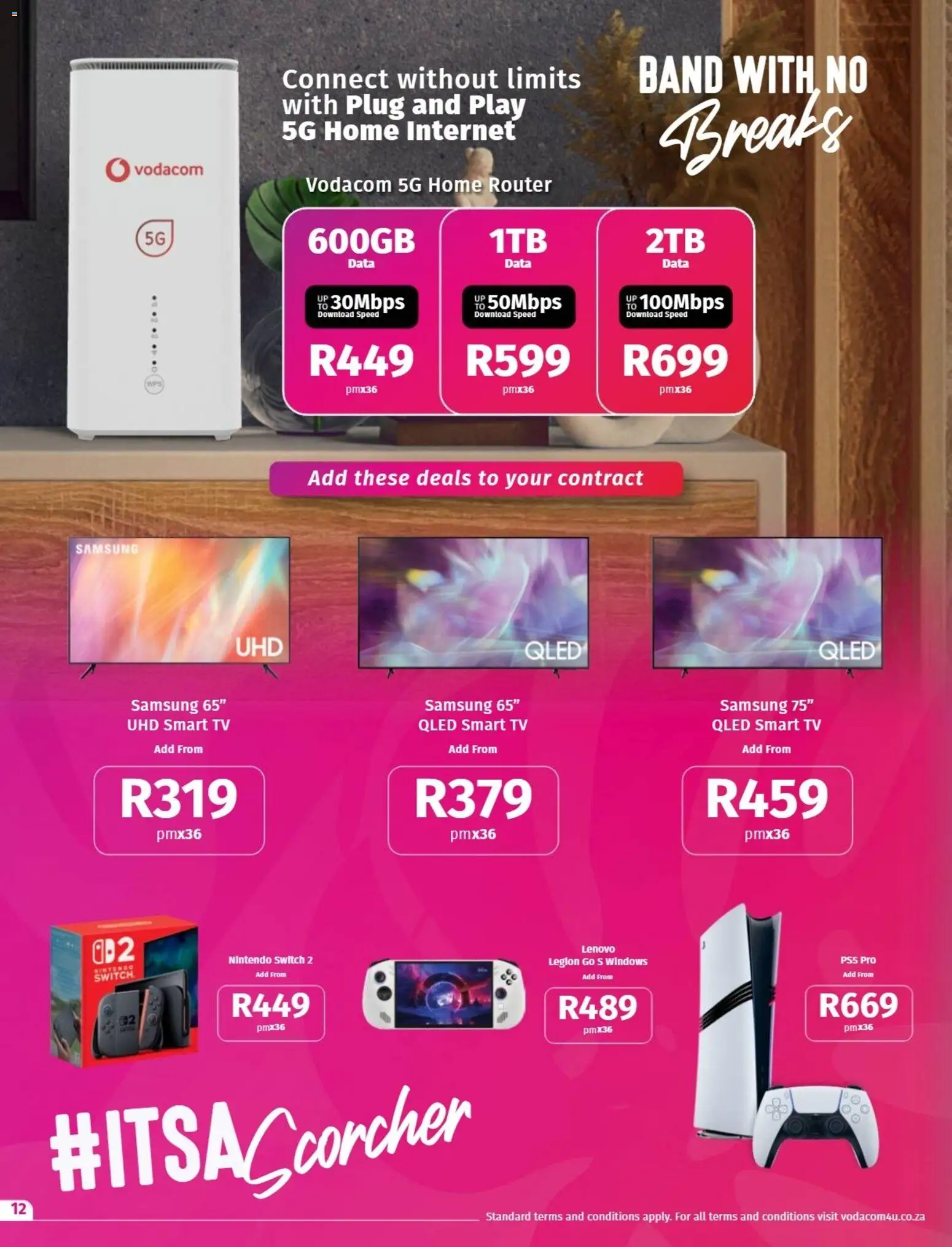 New Vodacom catalogue – valid from 09.12.2025 | Page: 12 | Products: Data, Router, TV, Switch