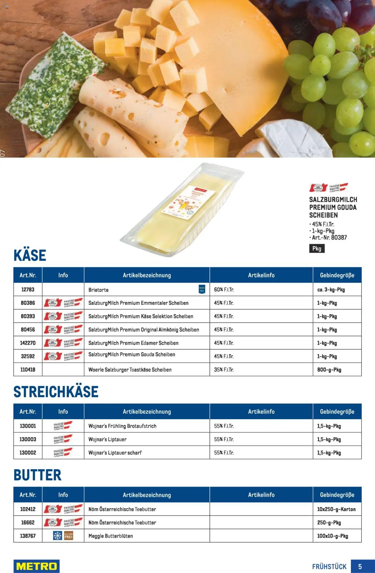 Metro Frühstück Spezial gültig ab 25.09.2025 | Seite: 5 | Produkte: Butter, Käse