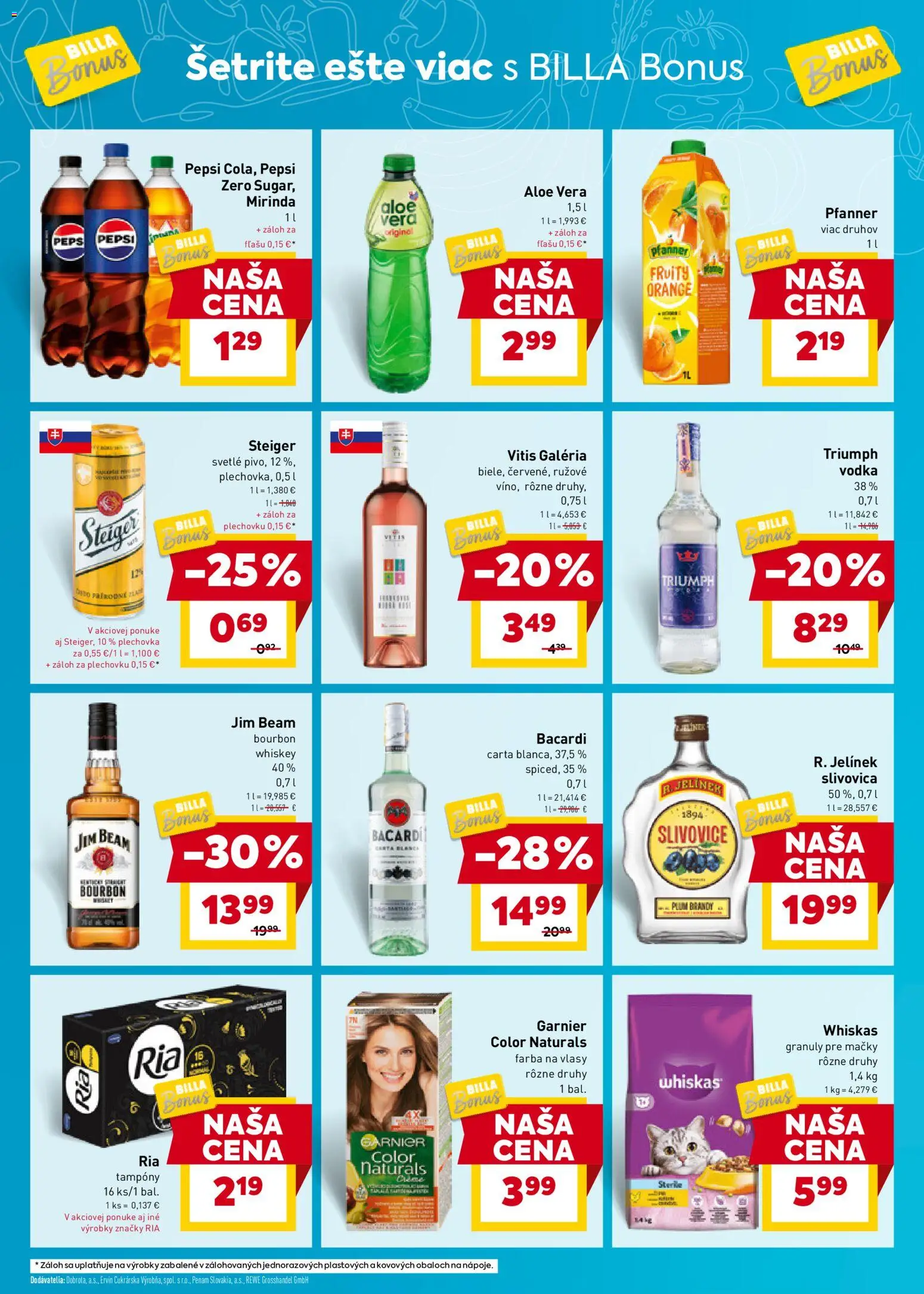Nové Billa akcie – leták je platný od 25.02.2026 | Strana: 4 | Produkty: Bourbon, Steiger, Brandy, Pepsi