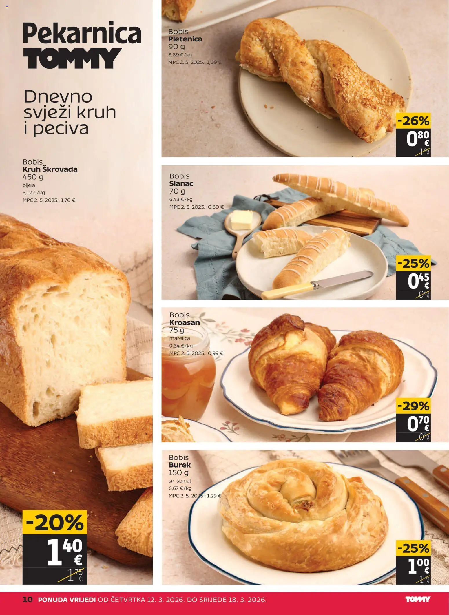 Tommy katalog | vrijedi od 12.03.2026 | Stranica: 10 | Proizvodi: Kruh, Burek, Kroasan