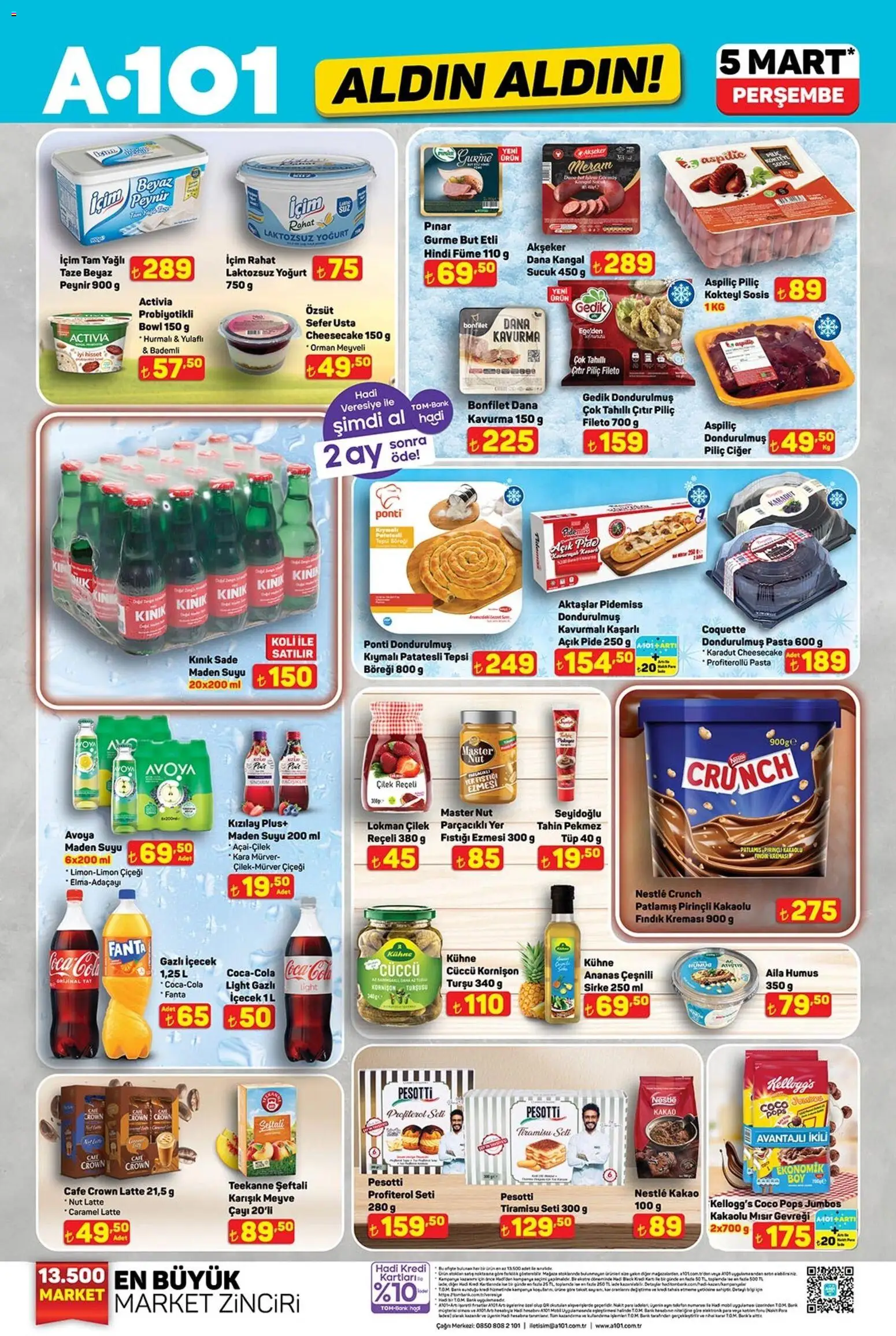 A101 Katalog - Aldın Aldın - 05.03.2026 tarihinden itibaren geçerlidir | Sayfa: 1 | Ürünler: Sirke, Şeftali, Mısır, Maden suyu