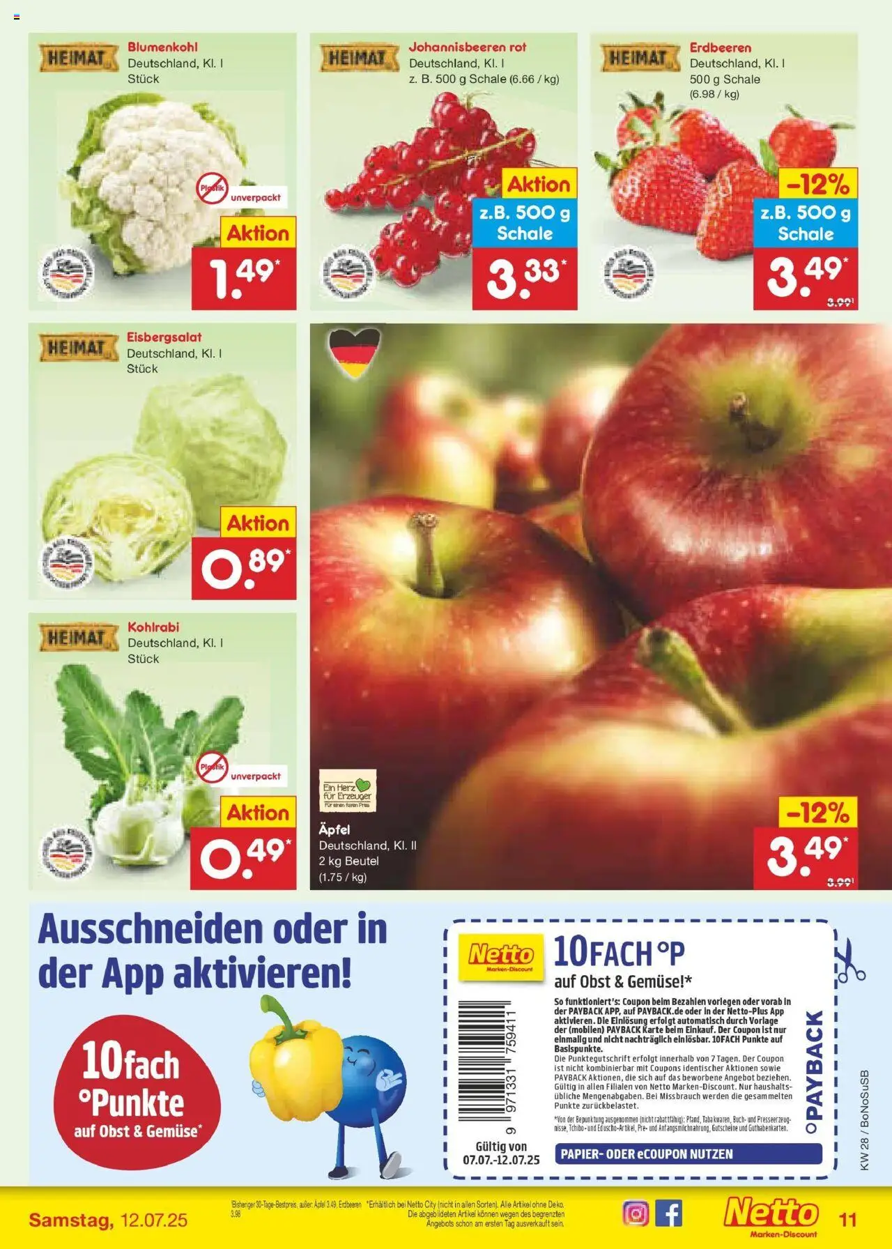 Netto Marken-Discount prospekt Herne	 - gültig ab dem 07.07.2025 | Seite: 13 | Produkte: Äpfel, Gemüse, Obst, Blumenkohl