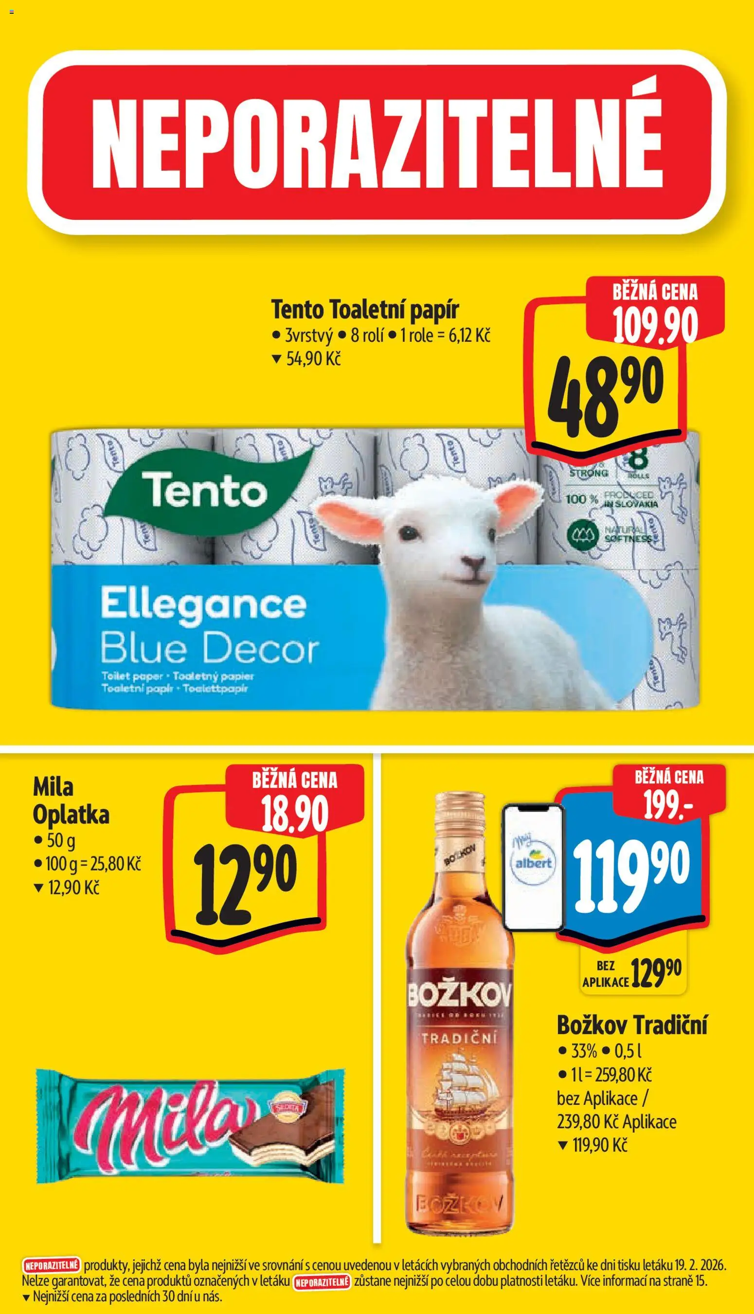Albert leták - Supermarket od 25.02.2026 | Strana: 5 | Produkty: Toaletní papír, Božkov, Mila