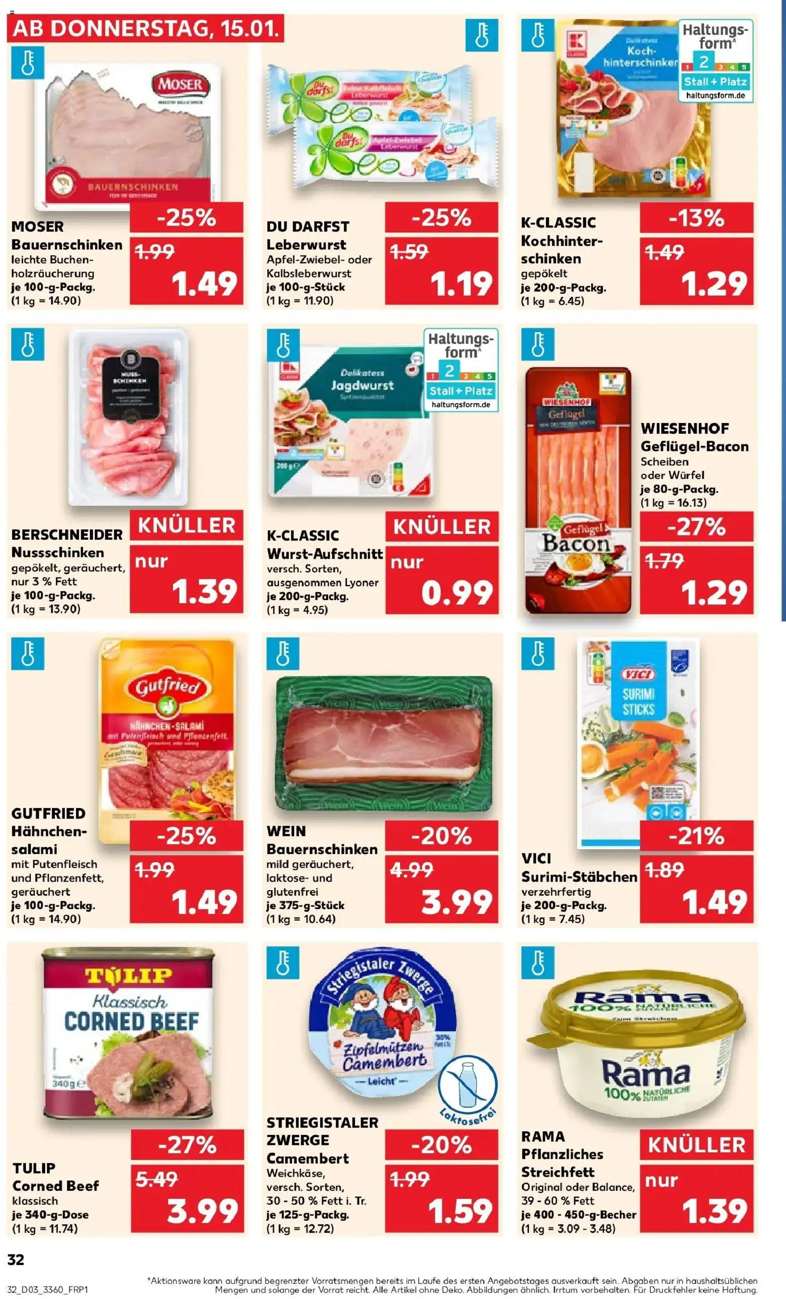 Kaufland prospekt Ludwigsfelde	 – gültig ab 15.01.2026 | Seite: 32 | Produkte: Hahnchen, Rama, Salami, Wein