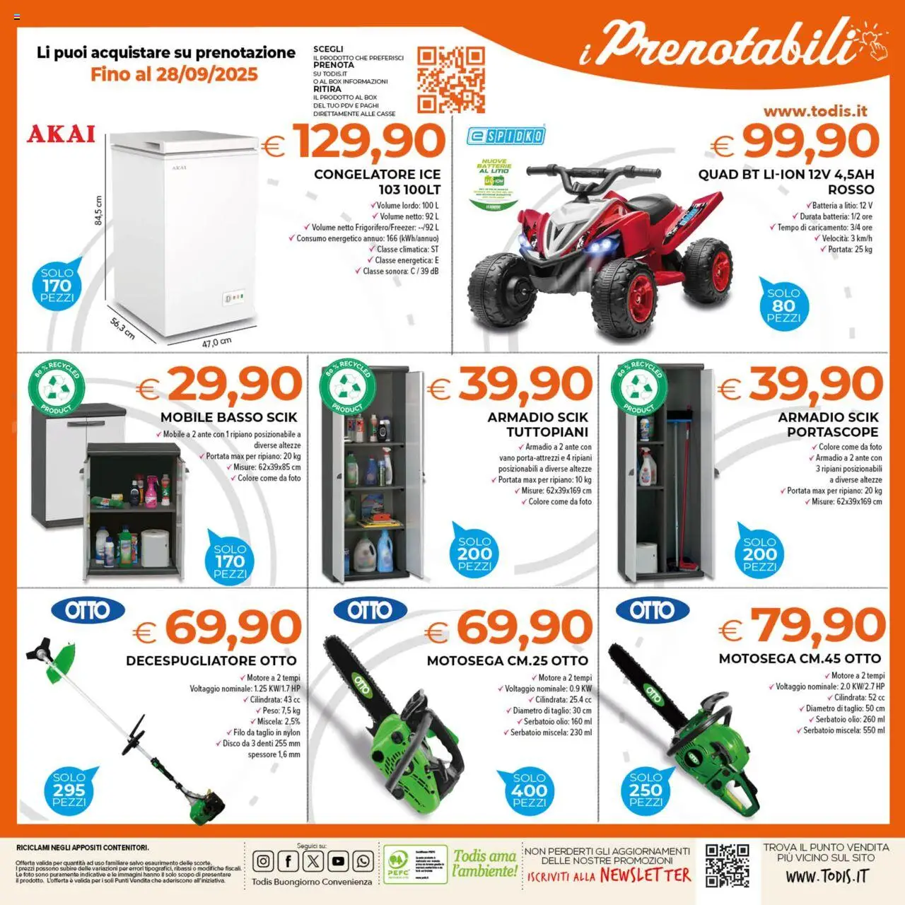 Volantino Todis del 18.09.2025 | Pagina: 28 | Prodotti: Olio, Motosega, Armadio, Batterie