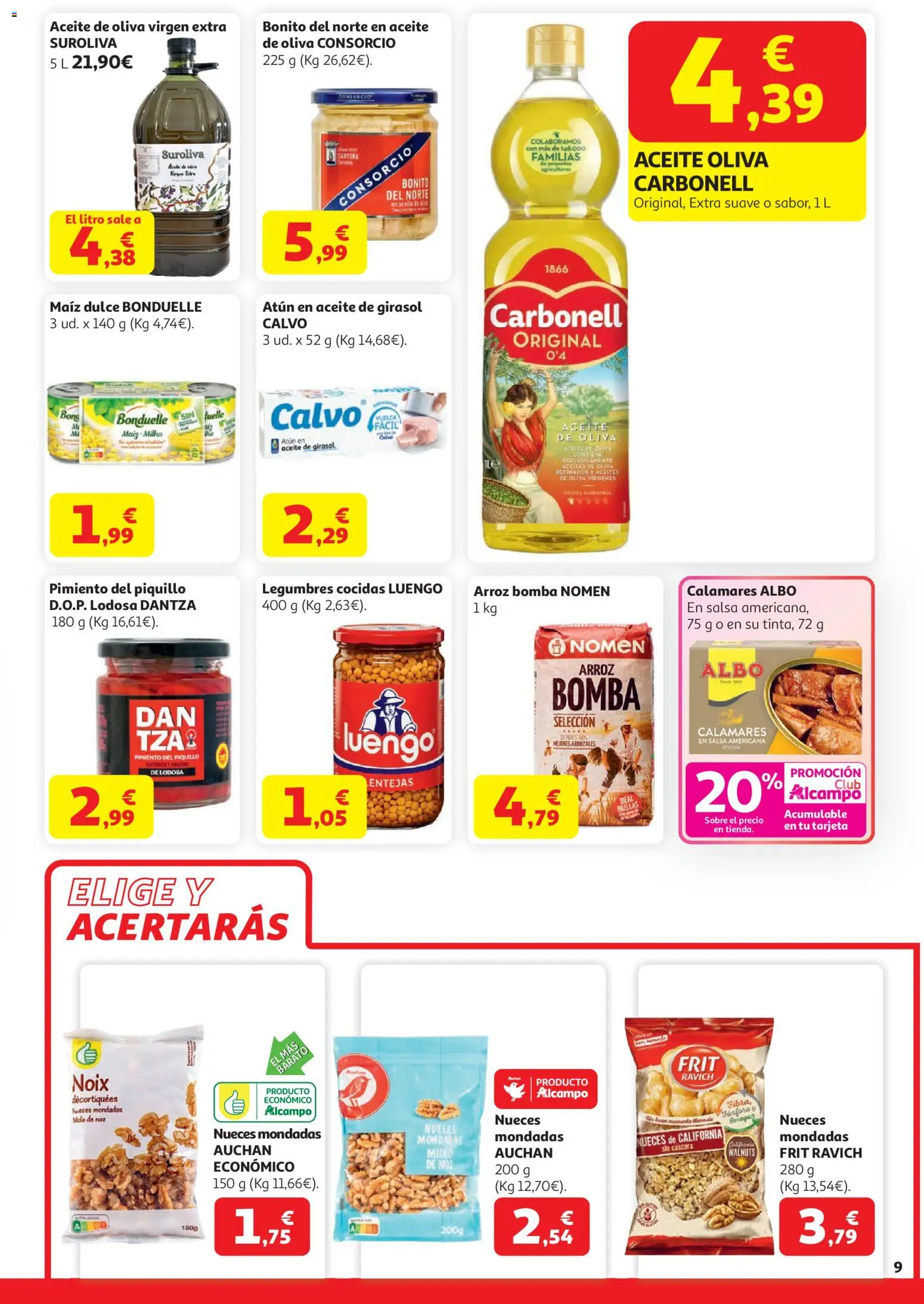 Alcampo Superstore Cat │ válido desde el 07.04.2026 | Página: 9 | Productos: Calamares, Aceite, Aceite de oliva, Aceite de girasol
