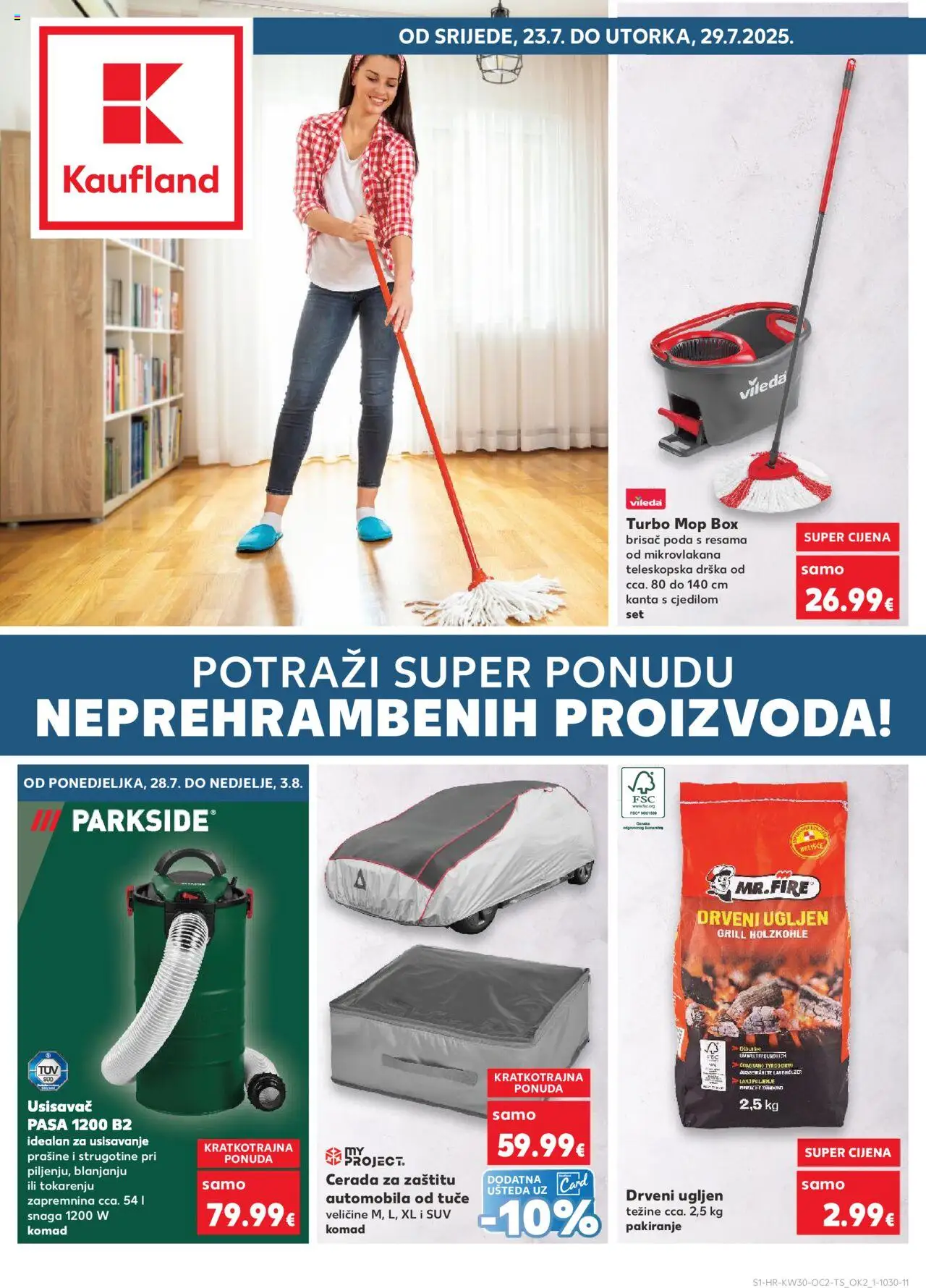 Kaufland katalog | vrijedi od 23.07.2025 | Stranica: 1 | Proizvodi: Mop, Kanta s cjedilom, Vileda, Parkside