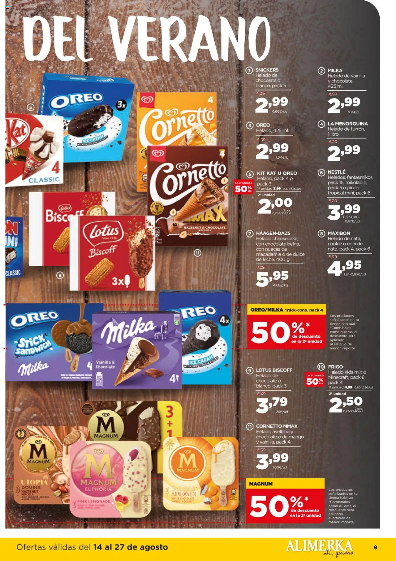 Alimerka folleto Castilla y León │ válido desde el 14.08.2025 | Página: 9 | Productos: Chocolate, Helado, Ρούτερ