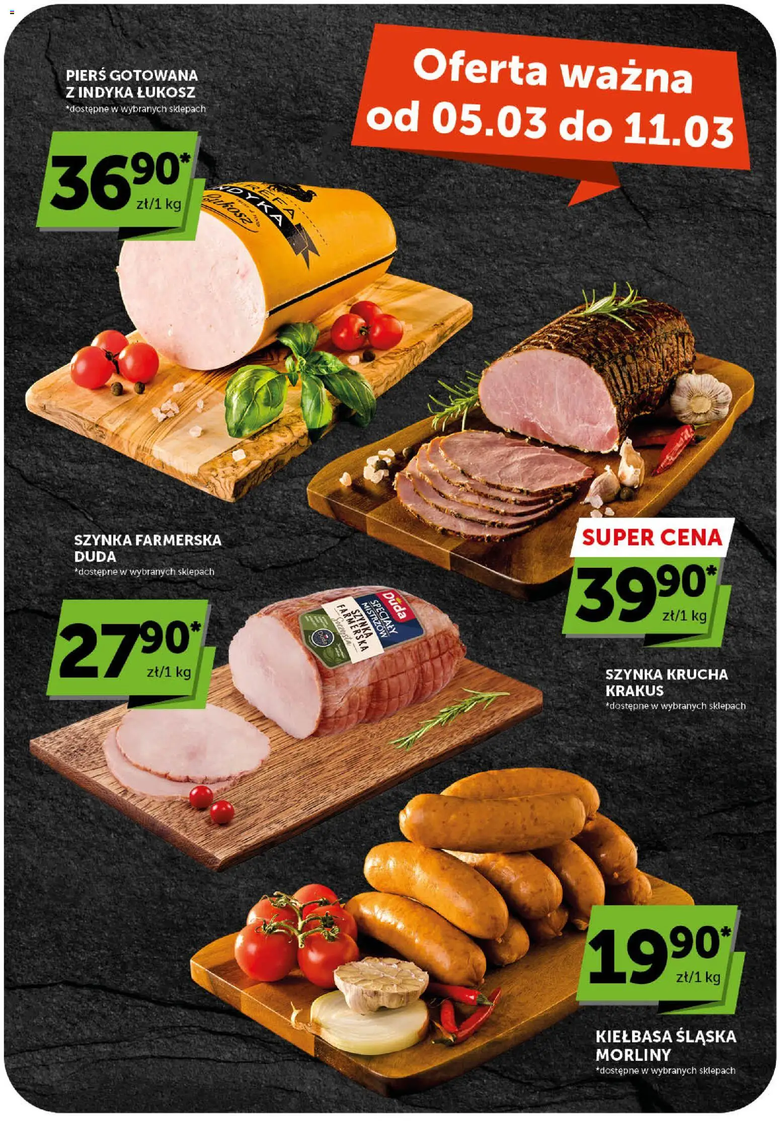 Groszek gazetka od 05.03.2026 | Strona: 13 | Produkty: Kiełbasa, Kiełbasa śląska morliny, Szynka, Kiełbasa śląska