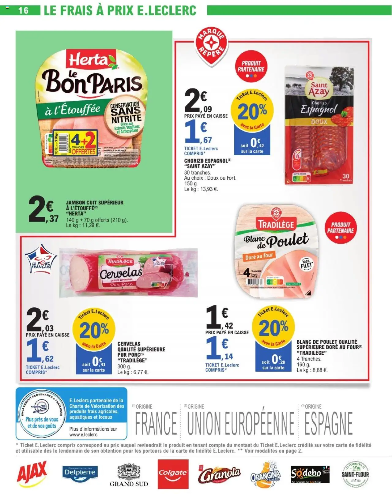  | Page: 16 | Produits: Chorizo, Jambon, Porc, Granola