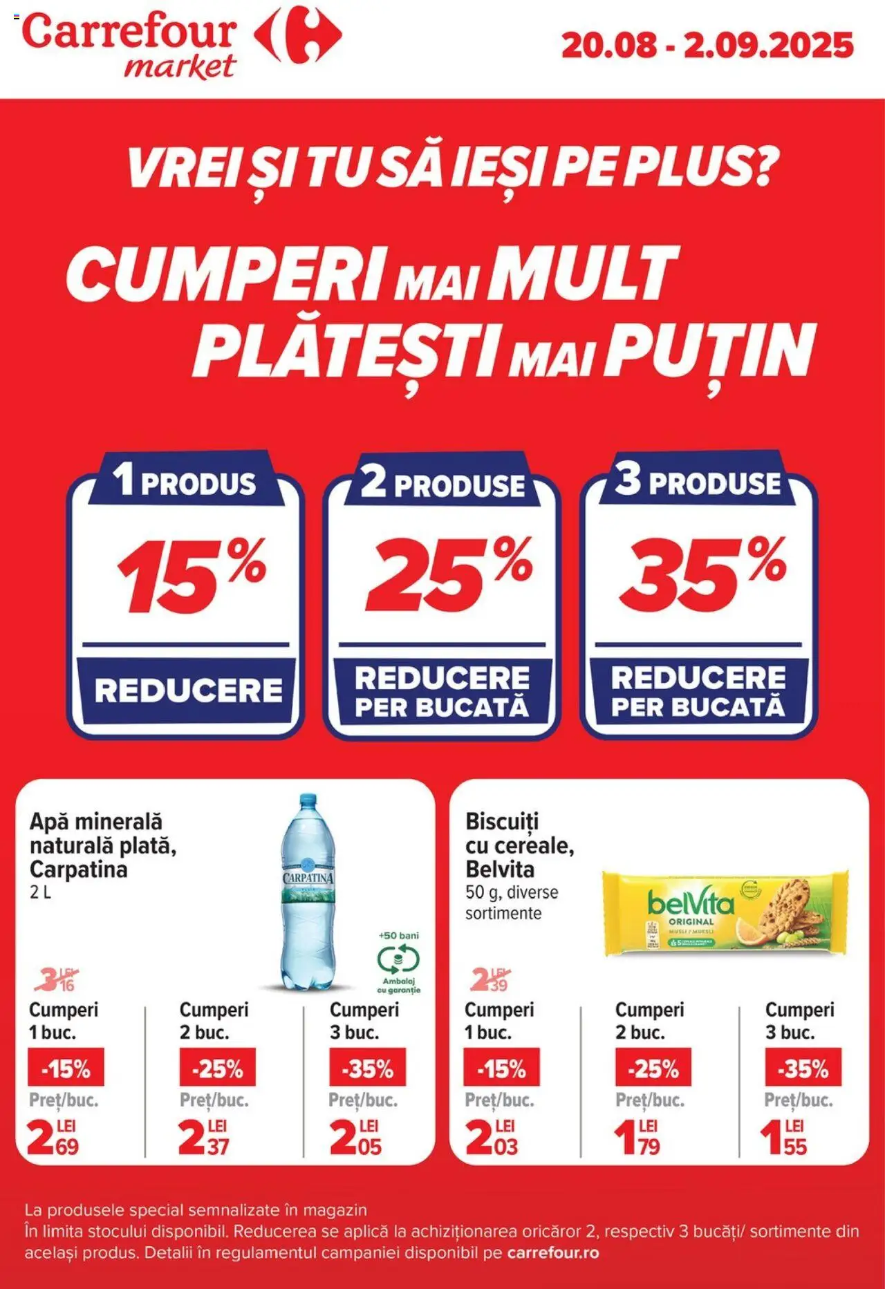Carrefour catalog - Market – valabil de la 20.08.2025 | Pagină: 1 | Produse: Yazı tahtası kalemi, Biscuiți, Apă