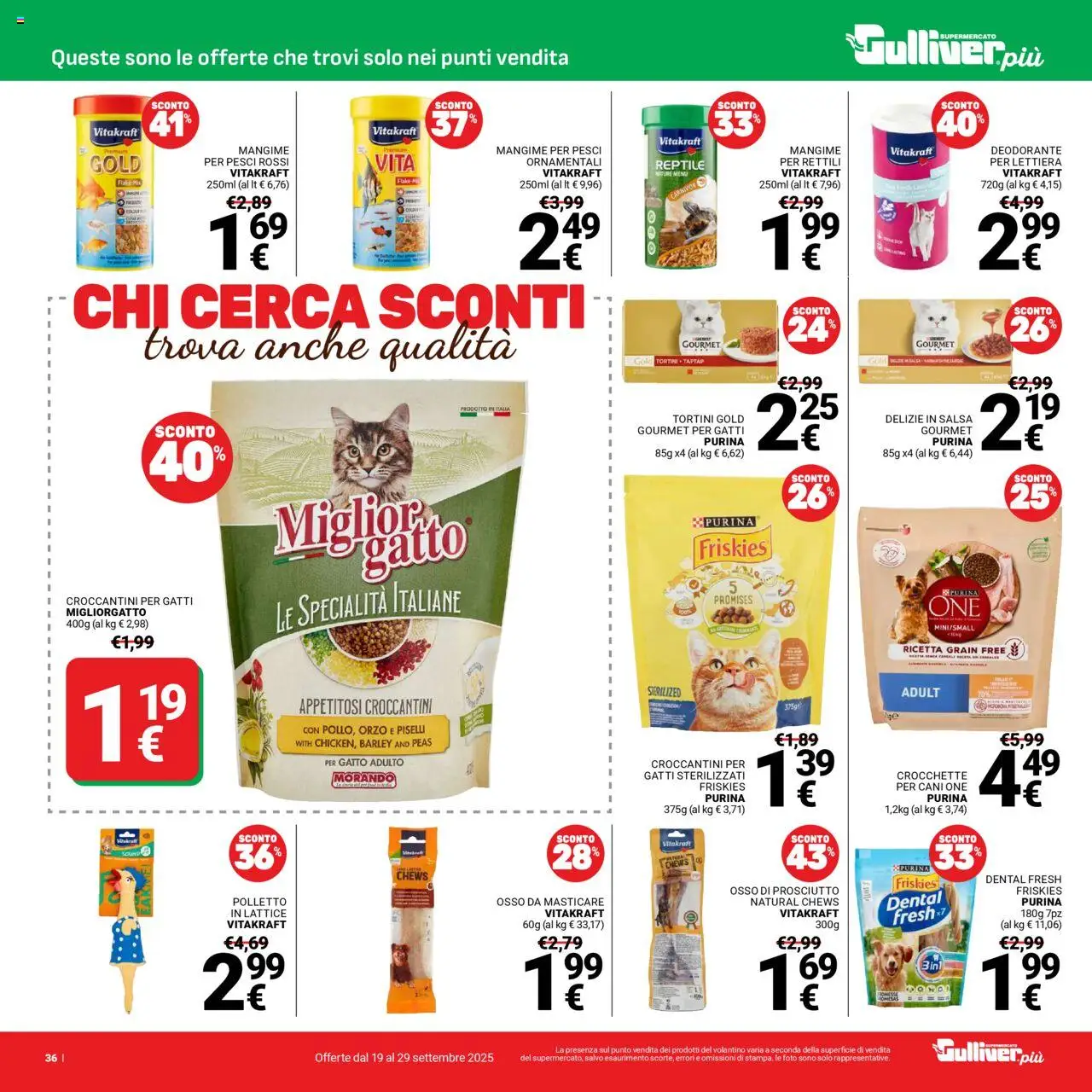 Volantino Gulliver del 19.09.2025 | Pagina: 36 | Prodotti: Deodorante, Salsa, Crocchette, Piselli