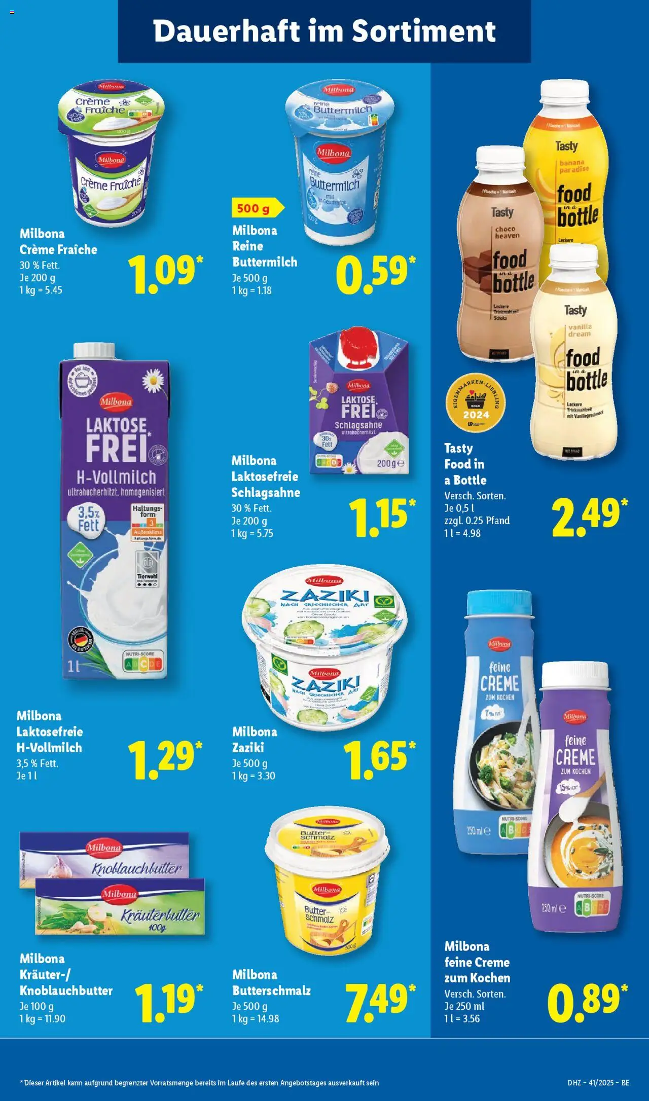 Lidl Prospekt Zossen – gültig ab 06.10.2025 | Seite: 15 | Produkte: Buttermilch, Schlagsahne, Butter, Creme