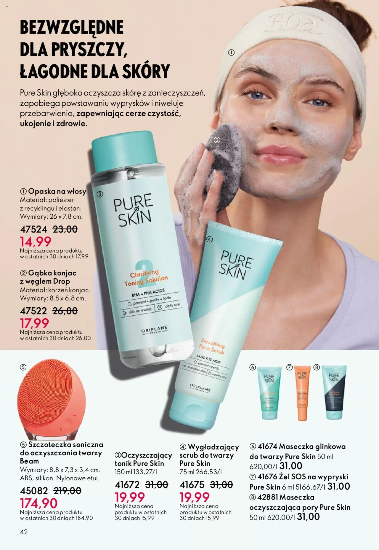 Oriflame Katalog 13 2025 od 07.09.2025 | Strona: 42 | Produkty: Szczoteczka soniczna, Gąbka, Sos, Tonik