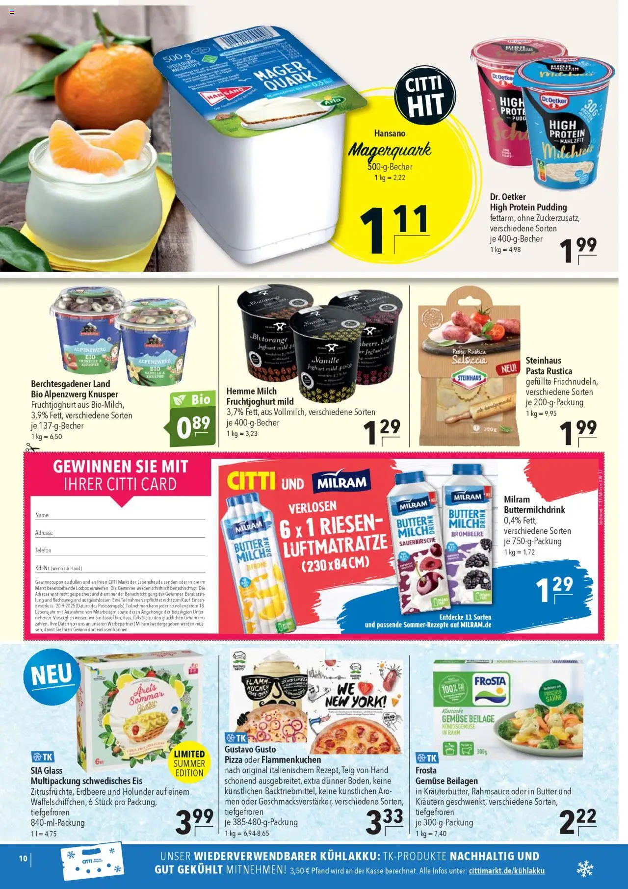 CITTI Markt Prospekt 	 – gültig ab 10.09.2025 | Seite: 10 | Produkte: Gustavo gusto, Milch, Butter, Pudding