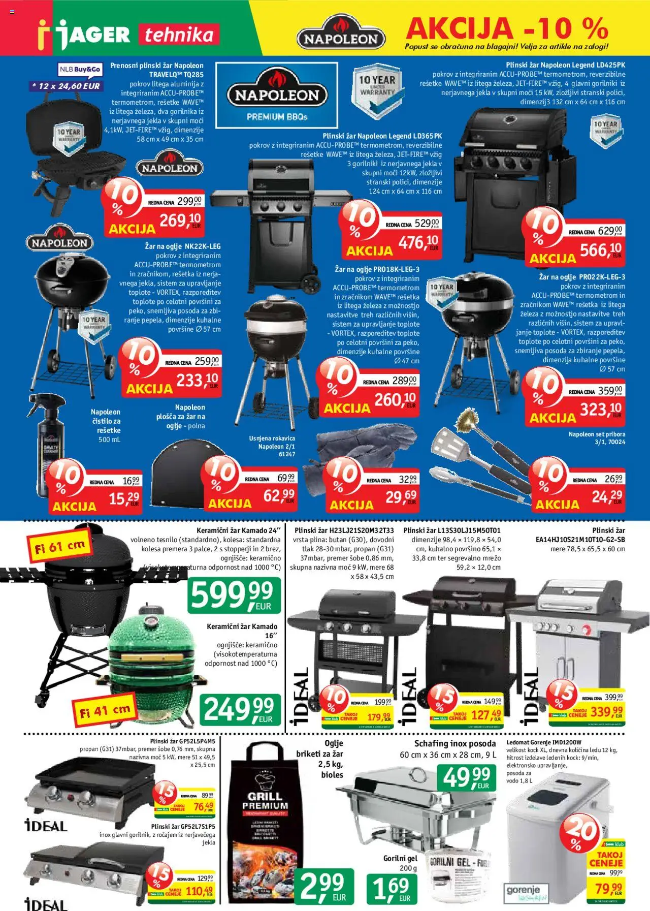 Jager katalog tehnika │ velja od 13.08.2025 | Stran: 10 | Izdelki: Plinski žar, Zar, Ledomat, Grill
