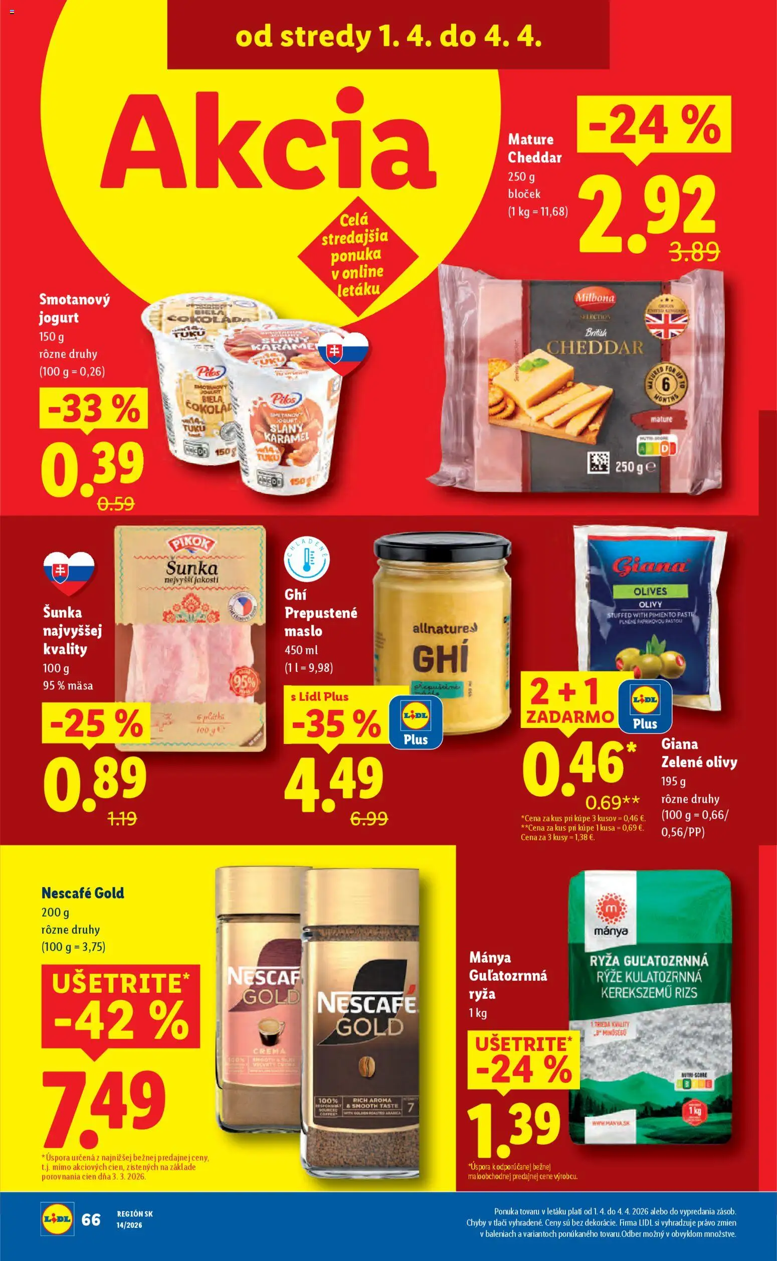 Nové Lidl akcie – leták je platný od 30.03.2026 | Strana: 82 | Produkty: Maslo, Jogurt, Šunka, Ryža